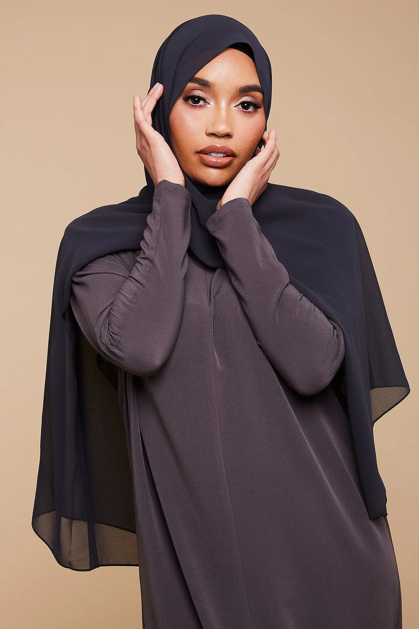 Charcoal Soft Crepe Chiffon Hijab