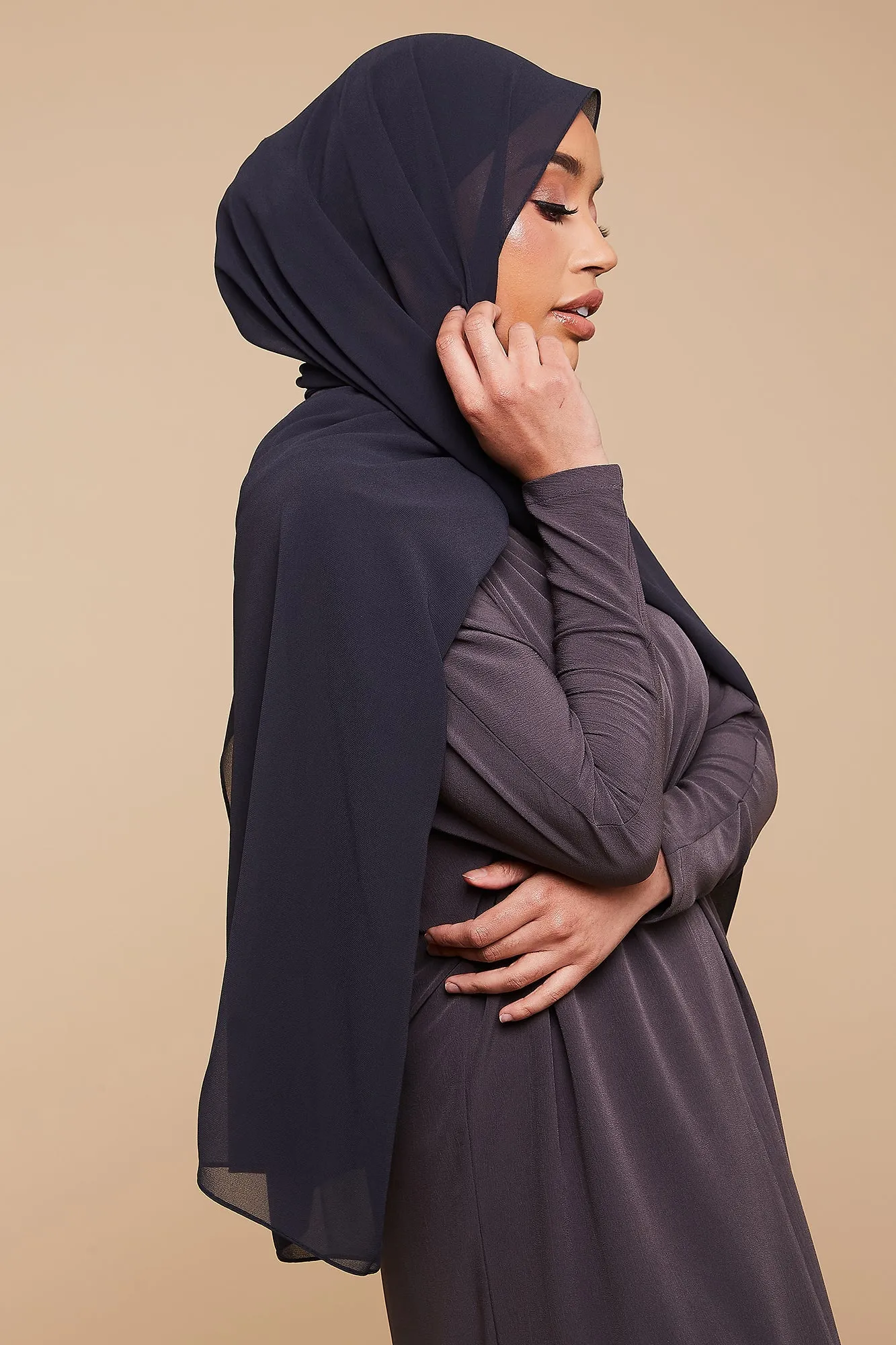 Charcoal Soft Crepe Chiffon Hijab