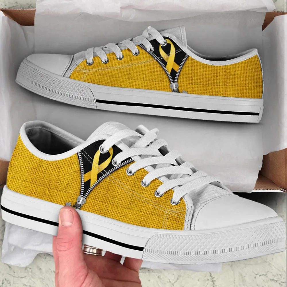 Childhood Cancer Shoes Zipper Low Top Shoes Canvas Shoes, Best Canvas Shoes, Low Top Sneaker