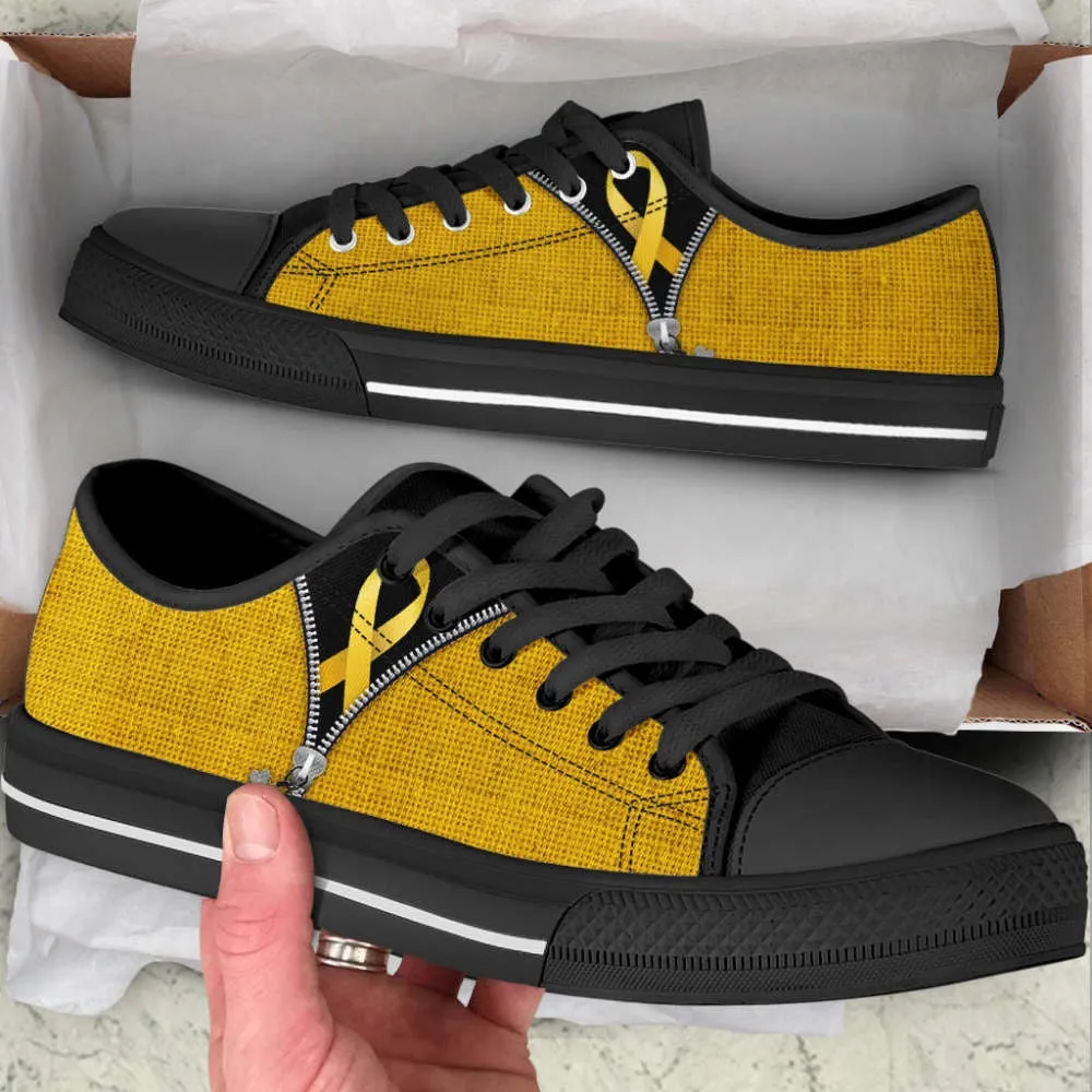 Childhood Cancer Shoes Zipper Low Top Shoes Canvas Shoes, Best Canvas Shoes, Low Top Sneaker