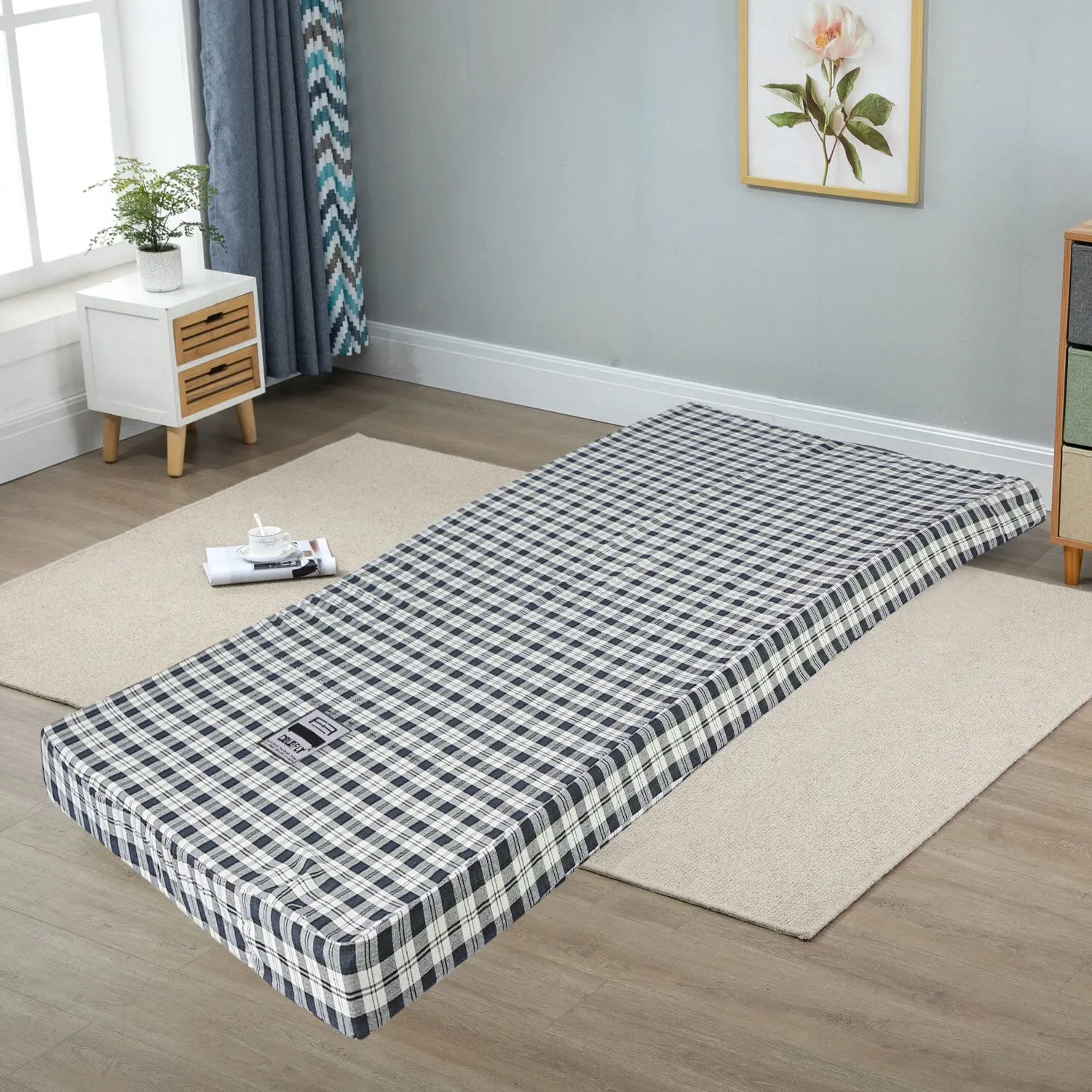 COLOFLY 72x35x2 Inch Pu Foam Single Bed Mattress, Navy Blue
