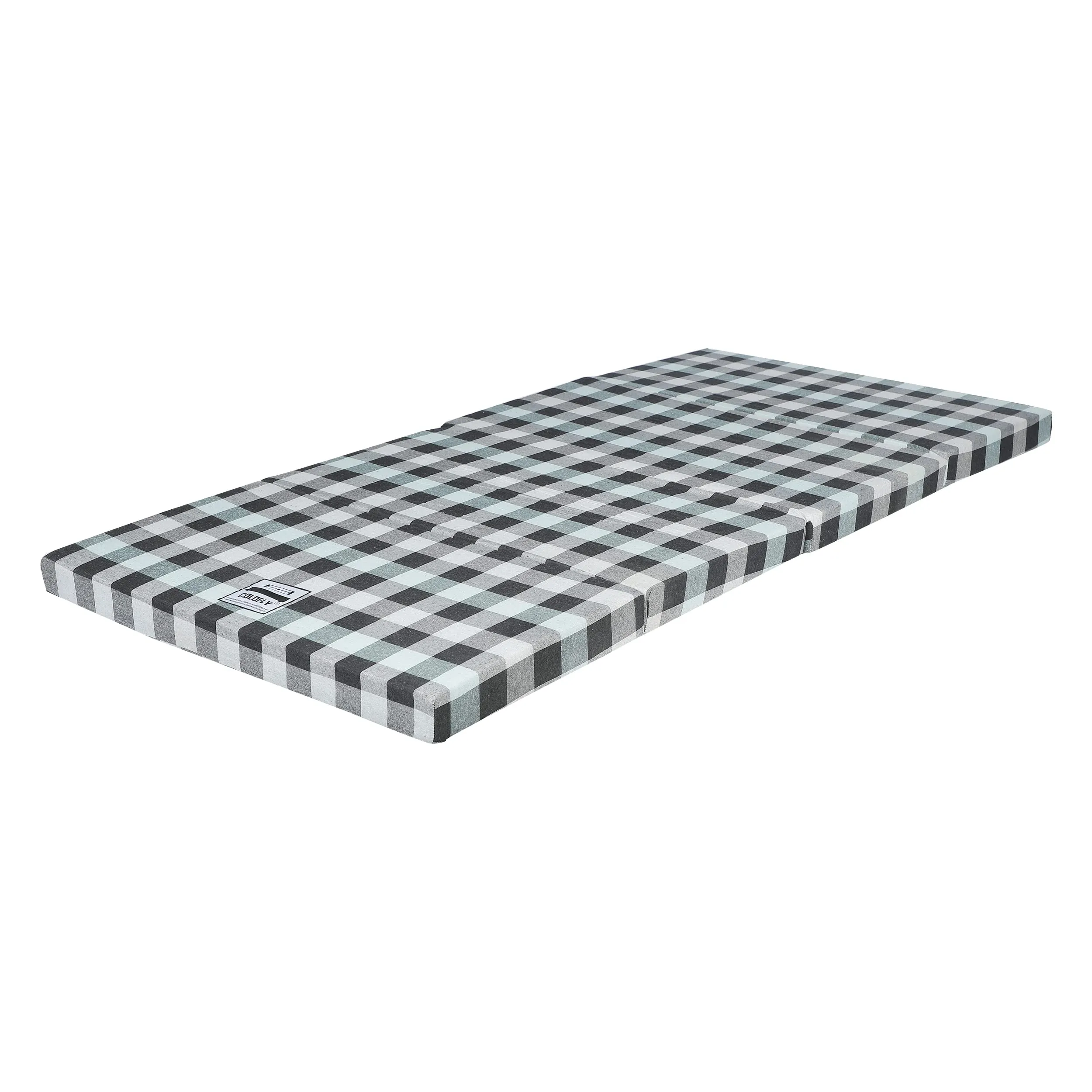 COLOFLY UHD Foam 3 Inch Dual Comfort Reversible Four Fold Single Bed Mattress Foldable Blue Multicolor Gadda for Travel Picnic (72x35x3)