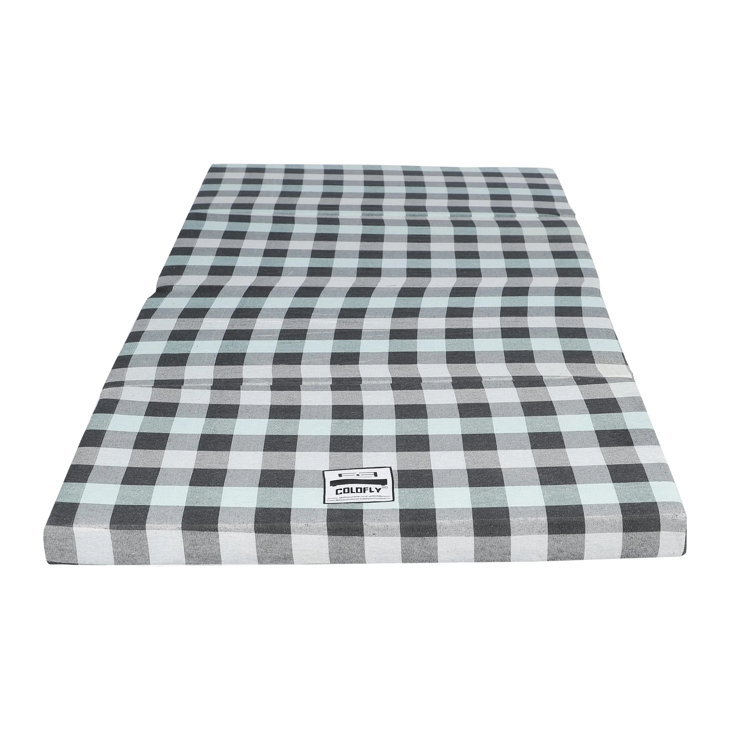 COLOFLY UHD Foam 3 Inch Dual Comfort Reversible Four Fold Single Bed Mattress Foldable Blue Multicolor Gadda for Travel Picnic (72x35x3)