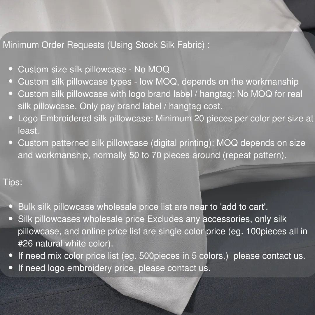 Custom Wholesale Silk Pillowcase 19 Momme Envelope Closure - 50×70cm