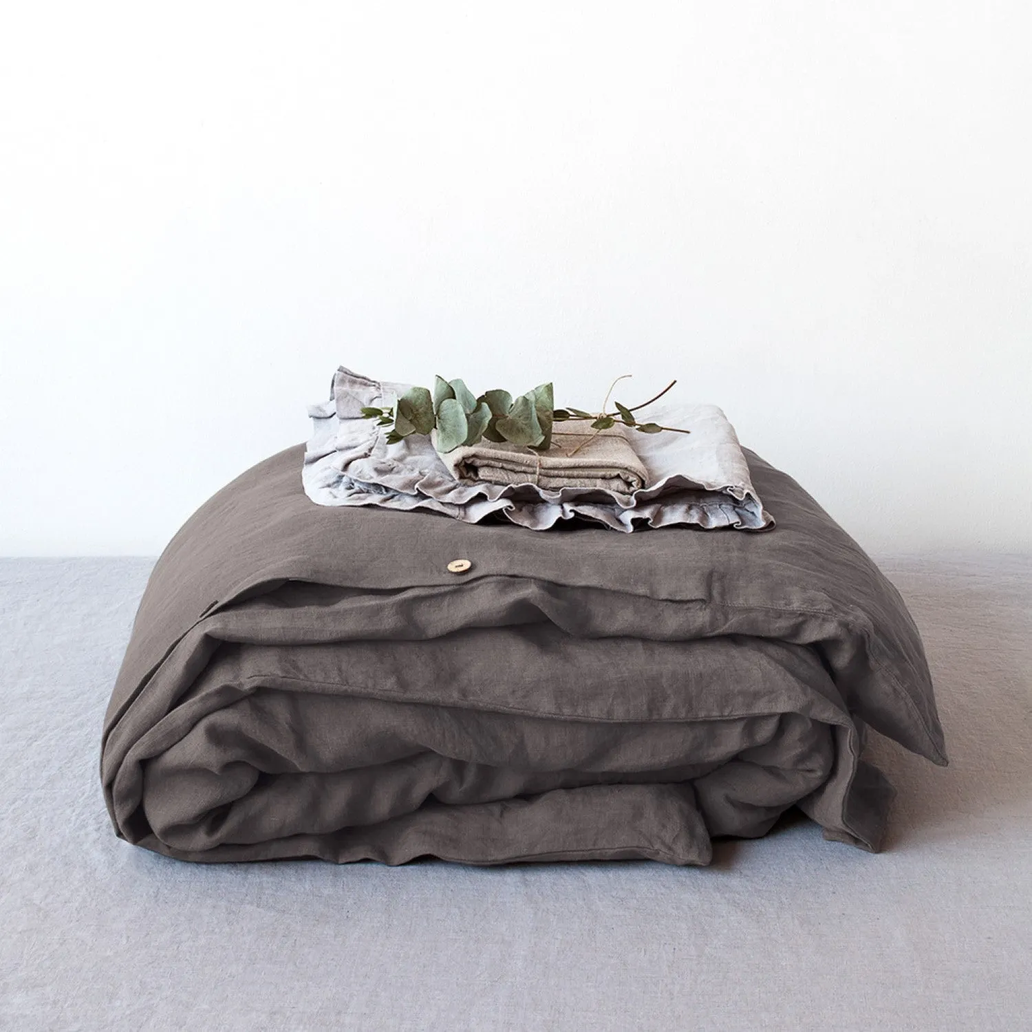 Dark Grey Linen Duvet Cover