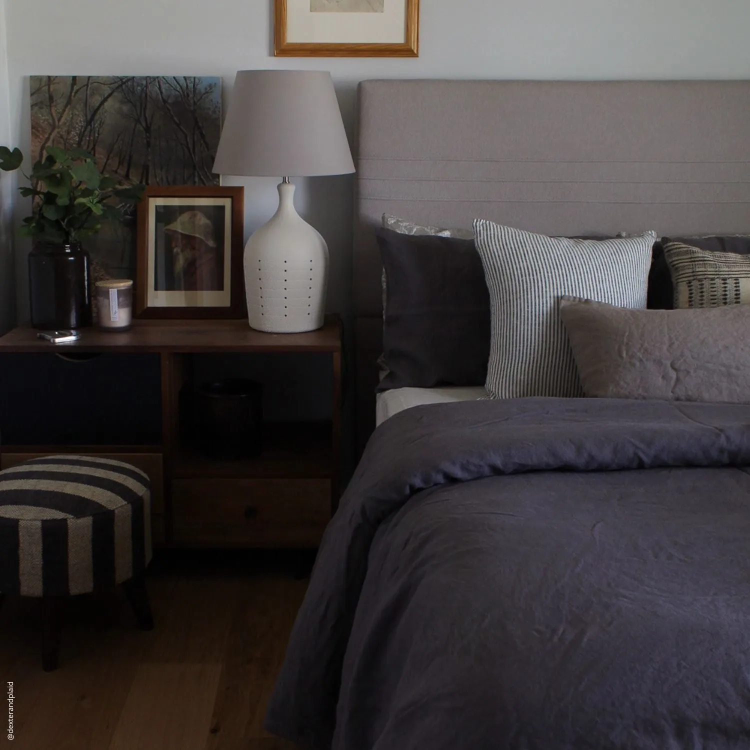 Dark Grey Linen Duvet Cover