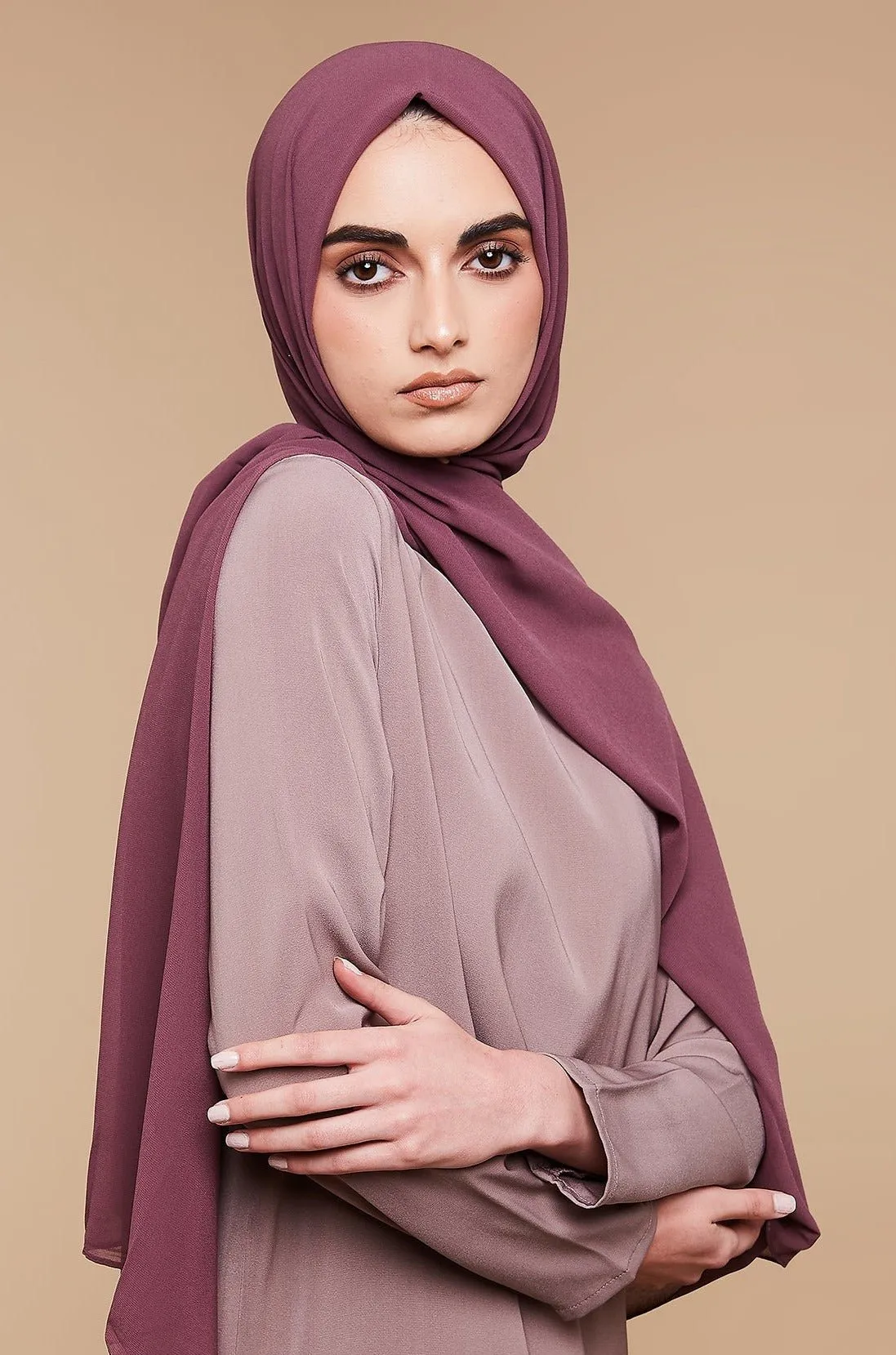Deep Plum Soft Crepe Chiffon Hijab