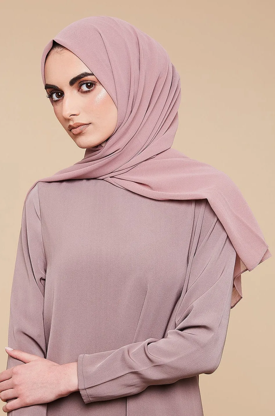 Dusty Pink Crepe Chiffon Hijab