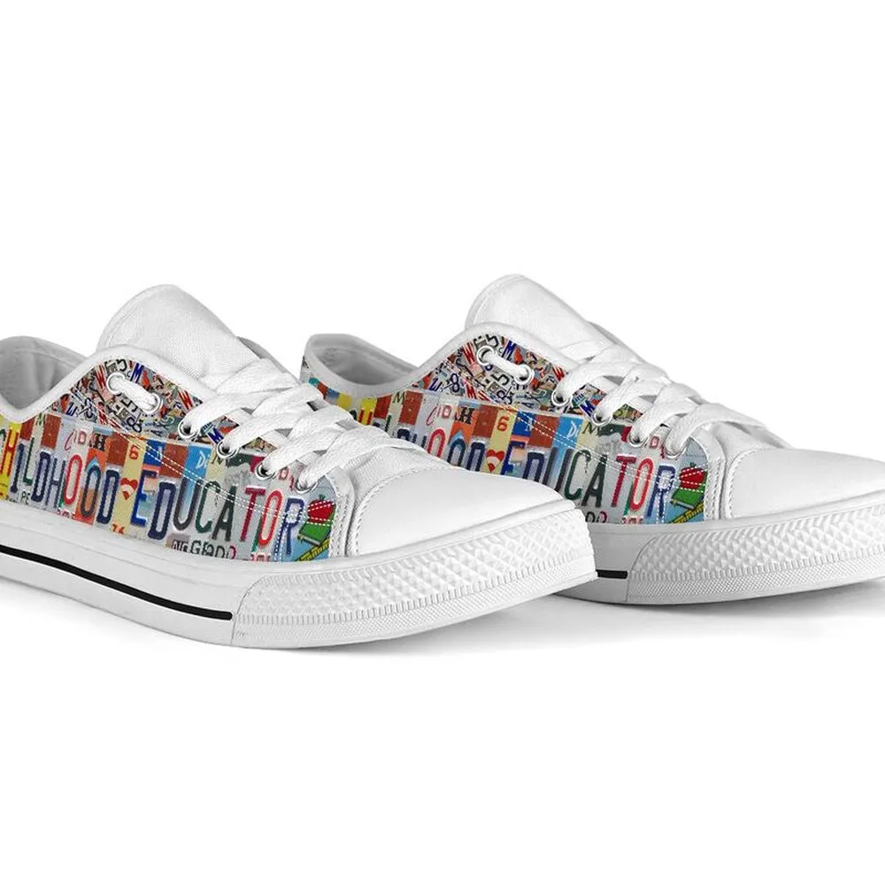 Early Childhood Education License Plates Low Top Shoes, Teacher Shoes, Low Top Sneakers