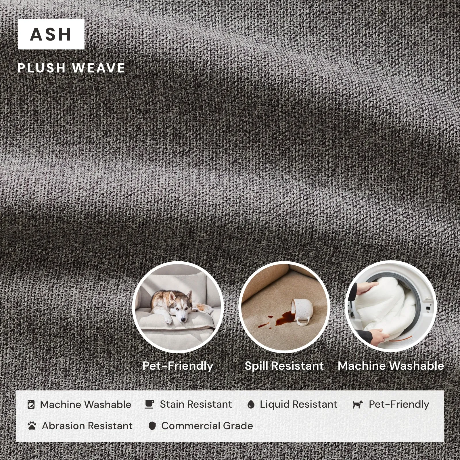 Elevate Comfort Layer Set for 4-Seater | Plush Weave in Ash