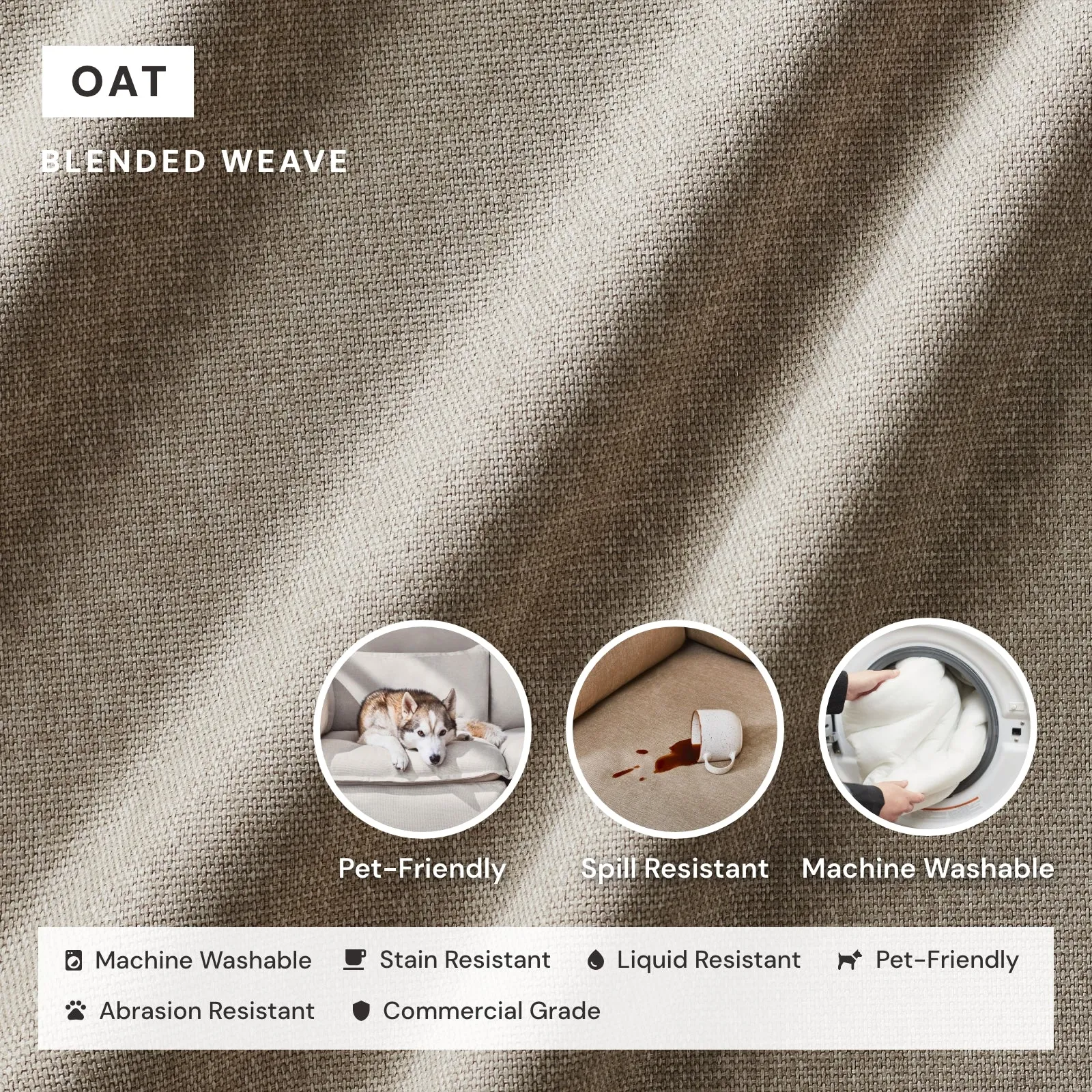 Elevate Comfort Layer Set for 4-Seater Sectional | Blended Weave in Oat