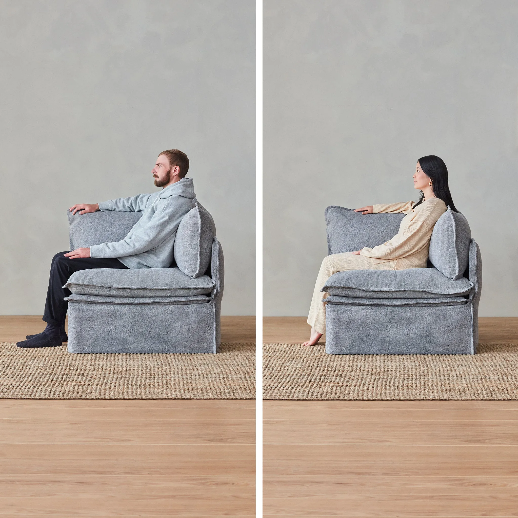 Elevate Comfort Layer Set for 4-Seater Sectional | Plush Weave in Ash