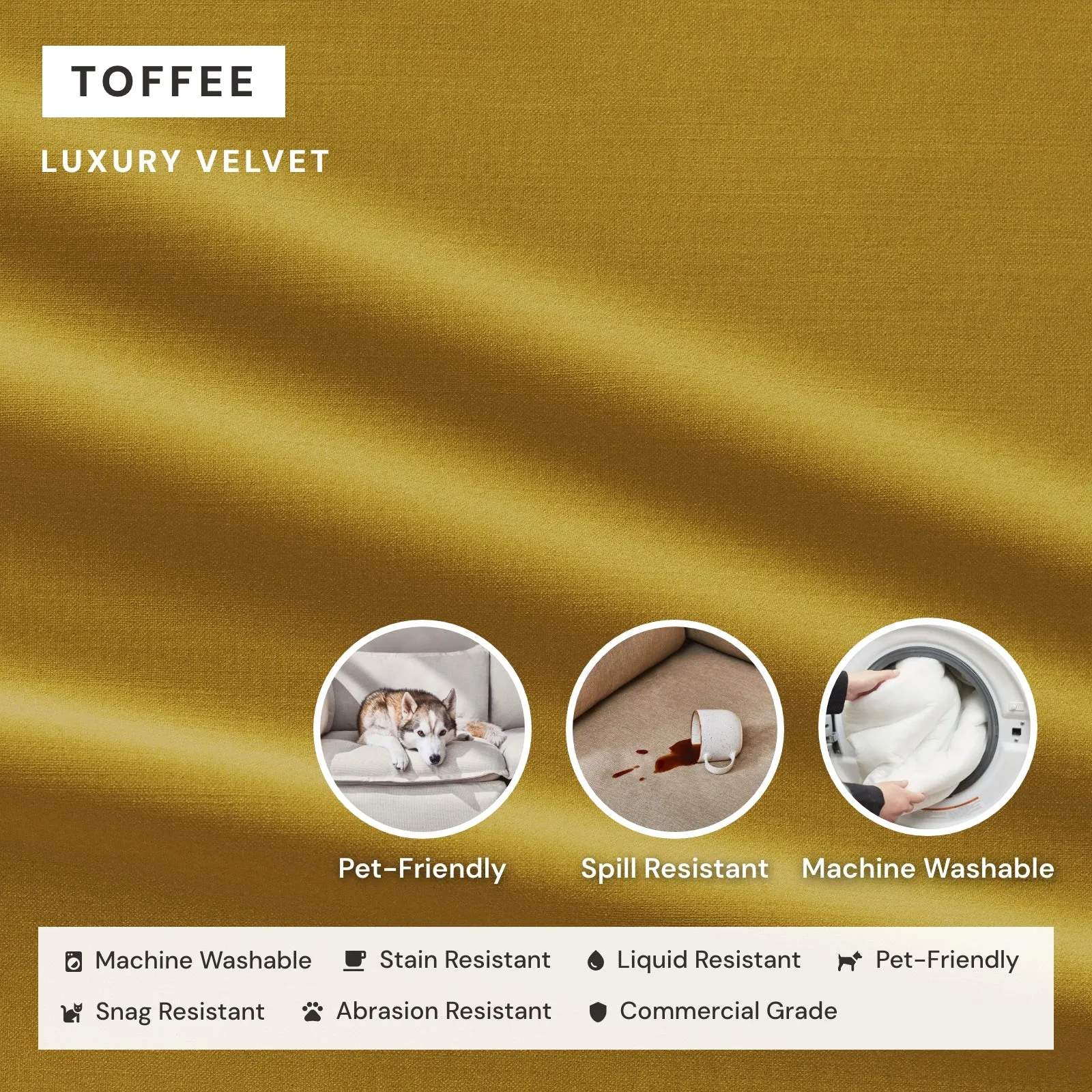Elevate Comfort Layer Set for 4-Seater U-Sectional | Luxury Velvet in Toffee