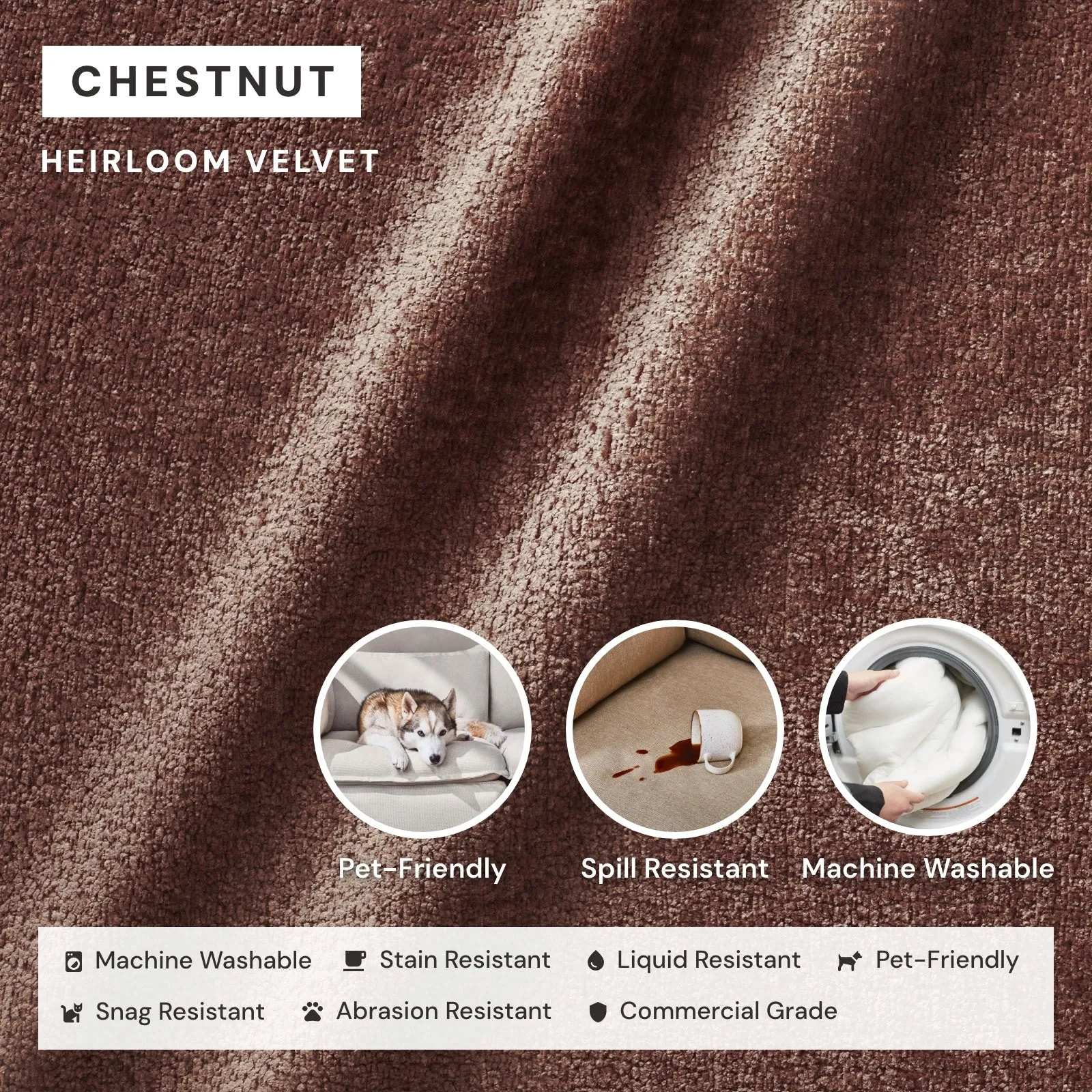 Elevate Comfort Layer Set for 6-Seater Open-Ends U-Sectional | Heirloom Velvet in Chestnut