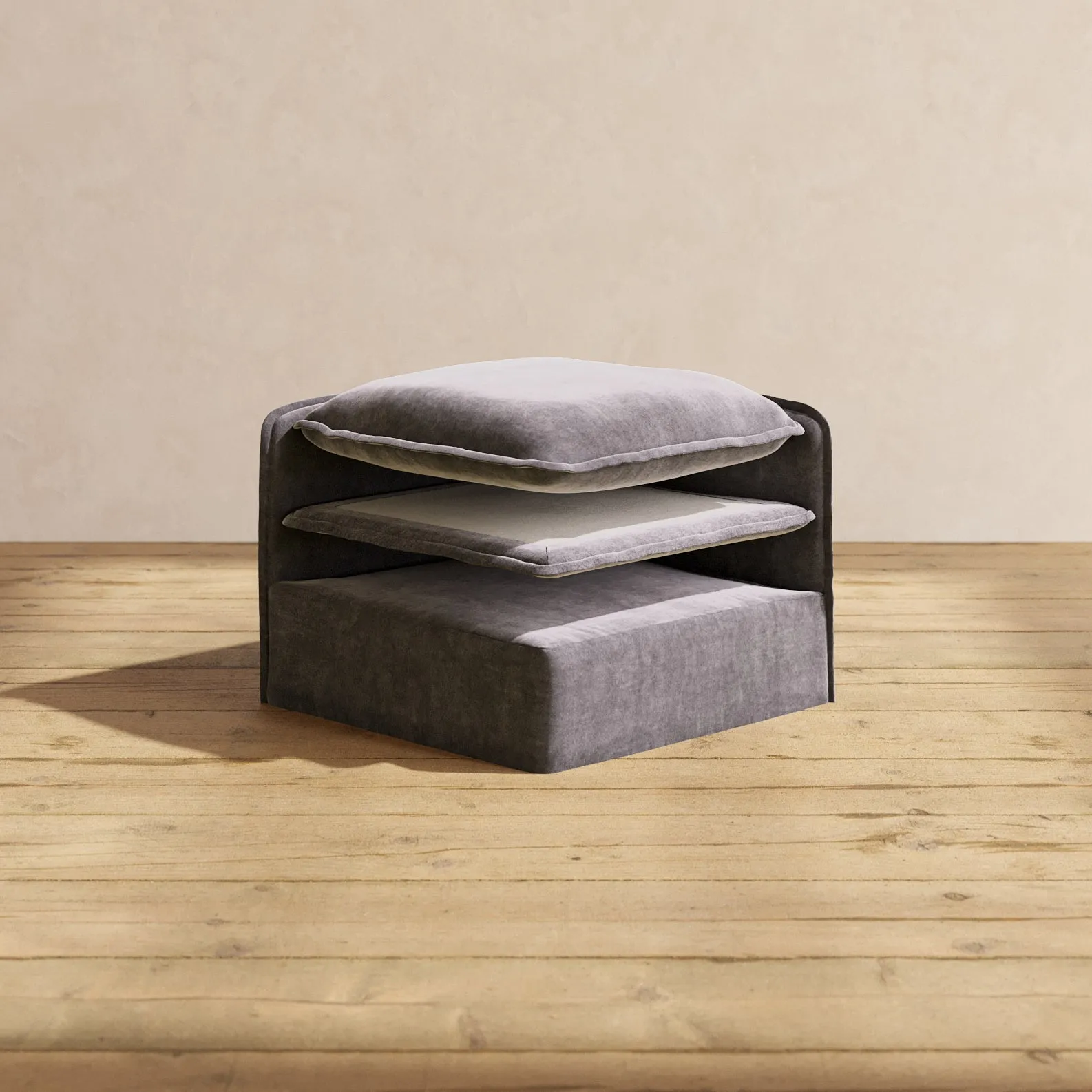 Elevate Comfort Layer Set for 6-Seater Open-Ends U-Sectional | Luxury Velvet in Cinder