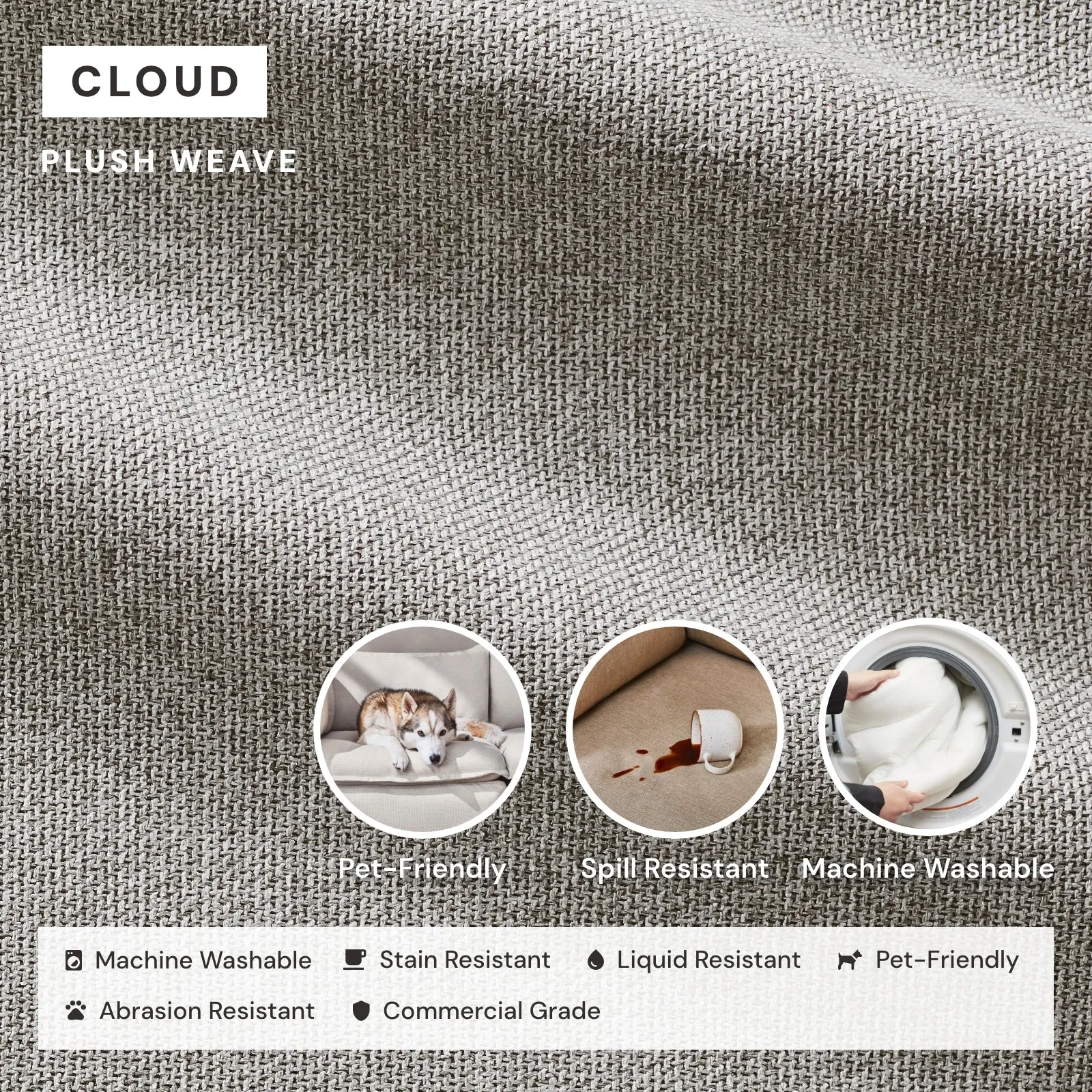 Elevate Comfort Layer Set for 9-Seater U-Sectional   Bench Ottoman | Plush Weave in Cloud
