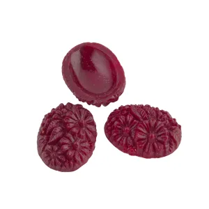 Floral Oval Cabochon, blood red glass. Cherry Brand. Japan. Pkg 1. b5-757