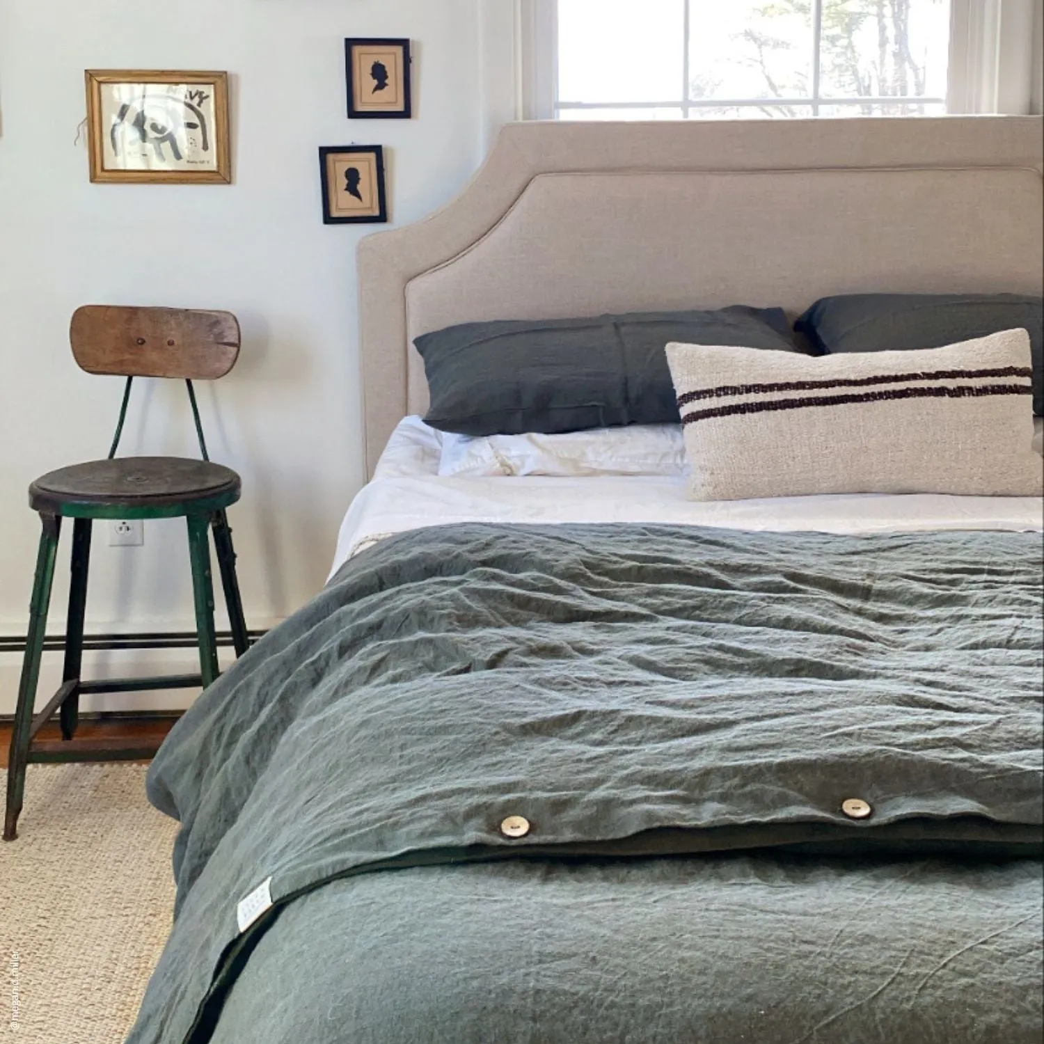 Forest Green Linen Duvet Cover