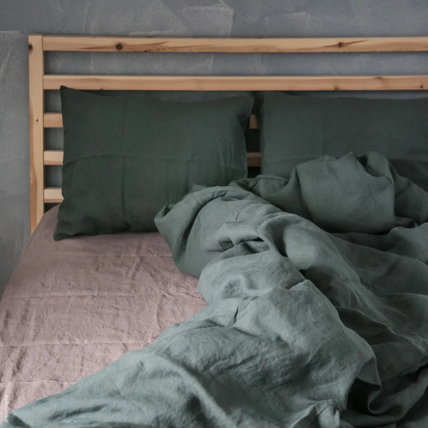 Forest Green Linen Duvet Cover