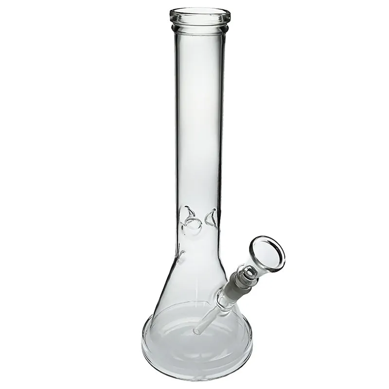 Glass beaker bong with a sturdy flat base and ice knobs