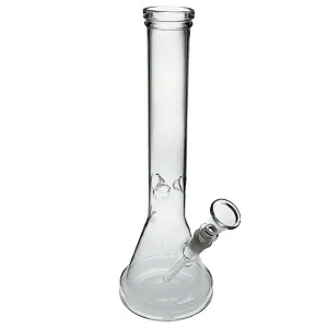 Glass beaker bong with a sturdy flat base and ice knobs
