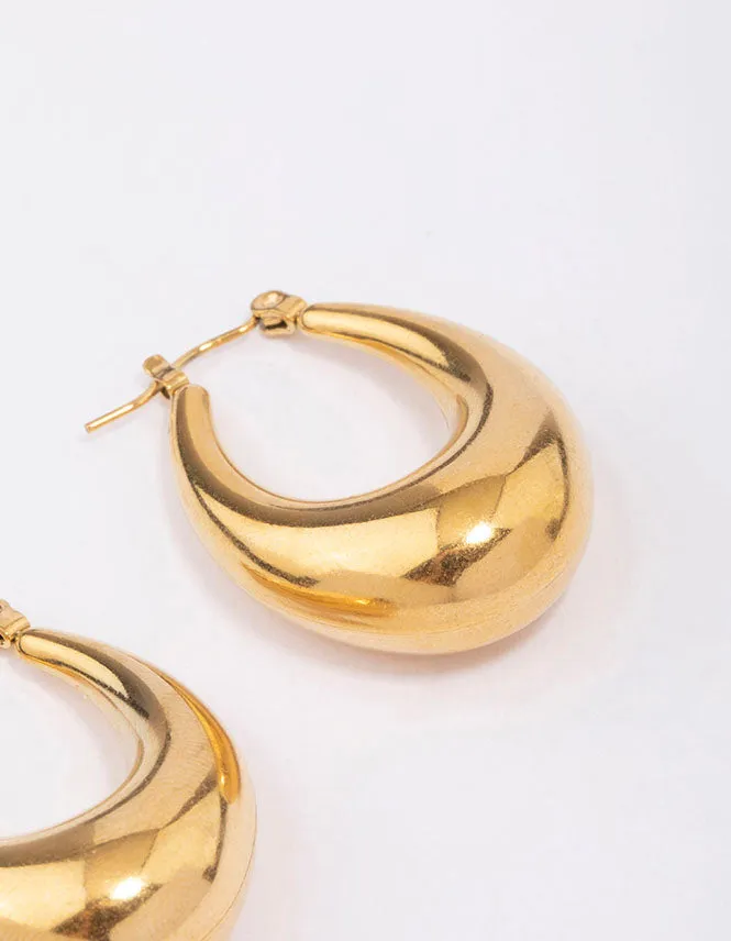 Gold Plated Stainless Steel Full Loop Hoop Earrings