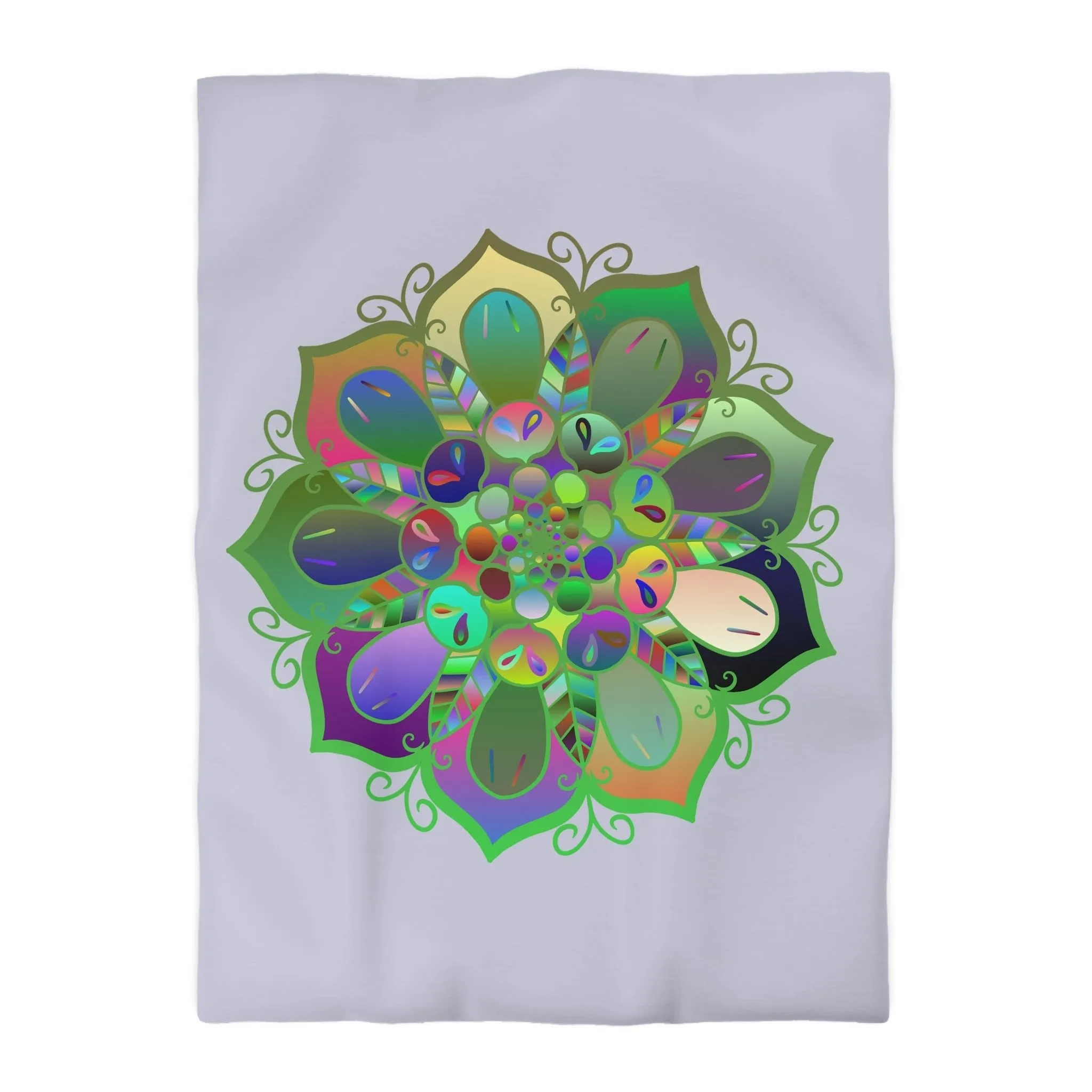 Handmade Mandala Design Duvet Cover - Colorful Art on Grey