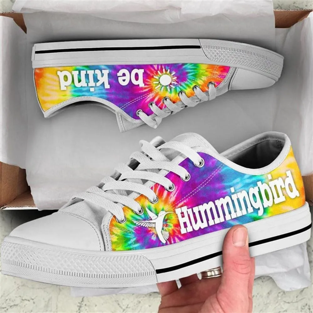Hummingbird Tie Dye Canvas Low Top Shoes, Animal Print Canvas Shoes, Print On Canvas Shoes
