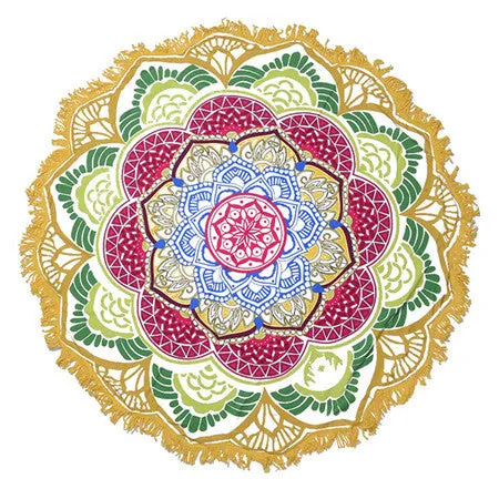 Indian Mandala Beach Towel Large Lotus Printing Towel Beach Round Pool Home Shower Towel Blanket 150Cm