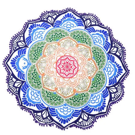 Indian Mandala Beach Towel Large Lotus Printing Towel Beach Round Pool Home Shower Towel Blanket 150Cm