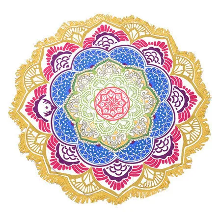 Indian Mandala Beach Towel Large Lotus Printing Towel Beach Round Pool Home Shower Towel Blanket 150Cm