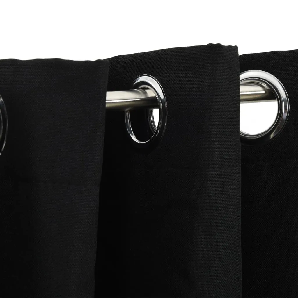 Linen-Look Blackout Curtains with Grommets Black 290x245cm