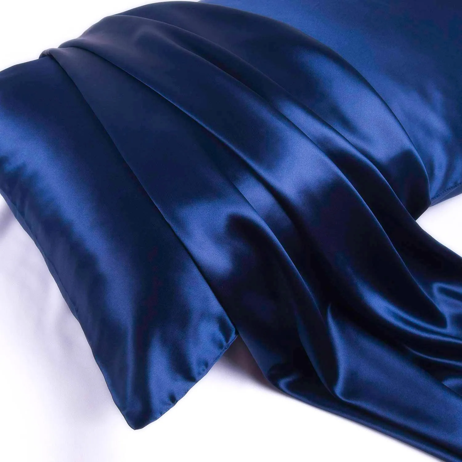 Navy Blue Silk Pillowcase - NZ Standard Size - Zip Closure