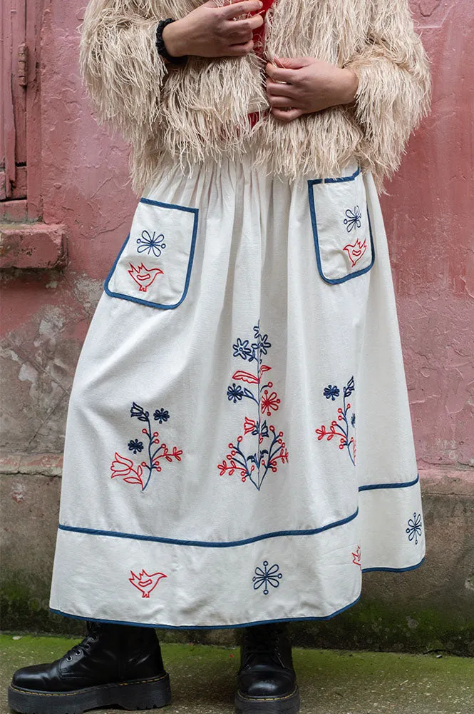 Nu Notes Nottingham Egret Embroidered Skirt