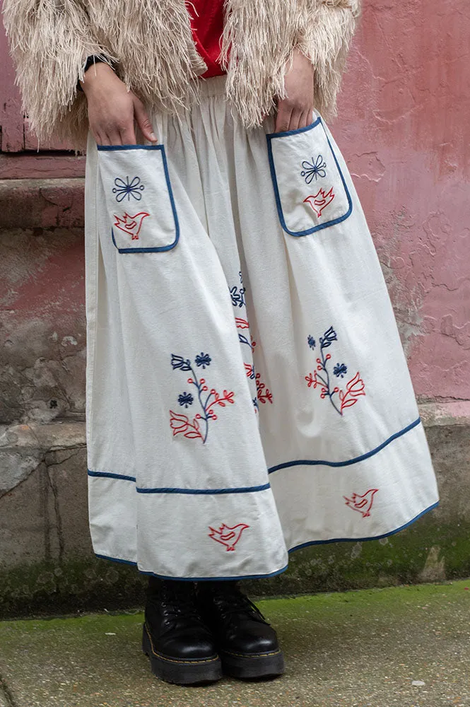 Nu Notes Nottingham Egret Embroidered Skirt