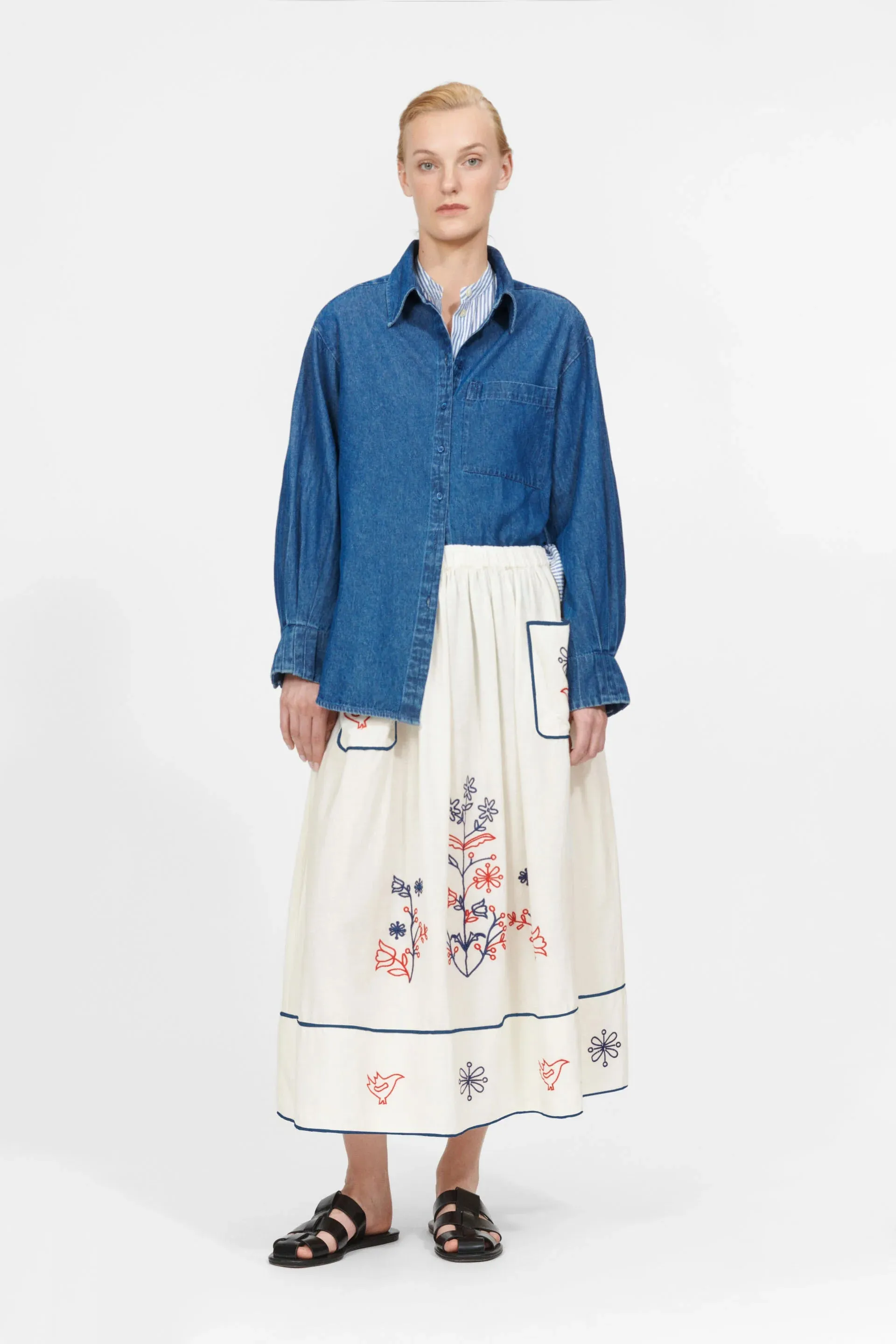 Nu Notes Nottingham Egret Embroidered Skirt