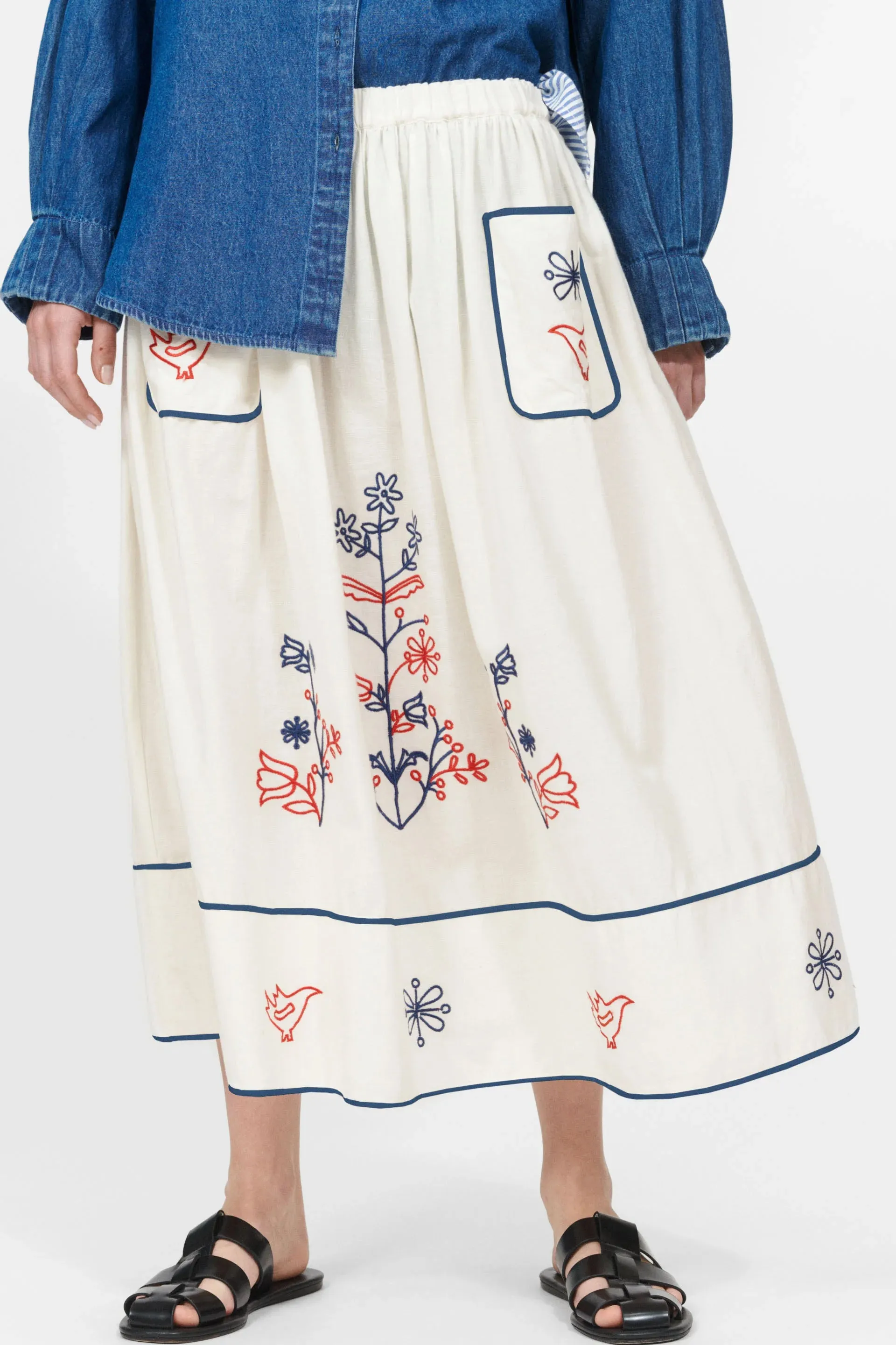 Nu Notes Nottingham Egret Embroidered Skirt
