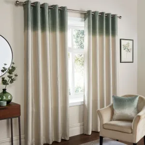 Ombre Strata Pair of Eyelet Curtains by Fusion in Green