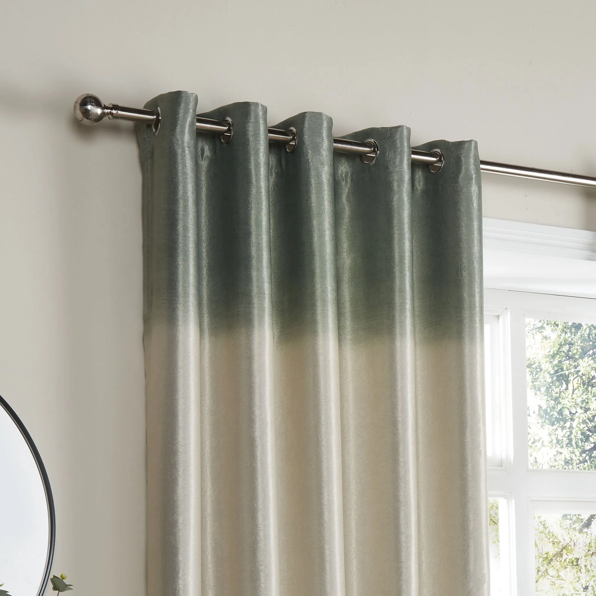 Ombre Strata Pair of Eyelet Curtains by Fusion in Green
