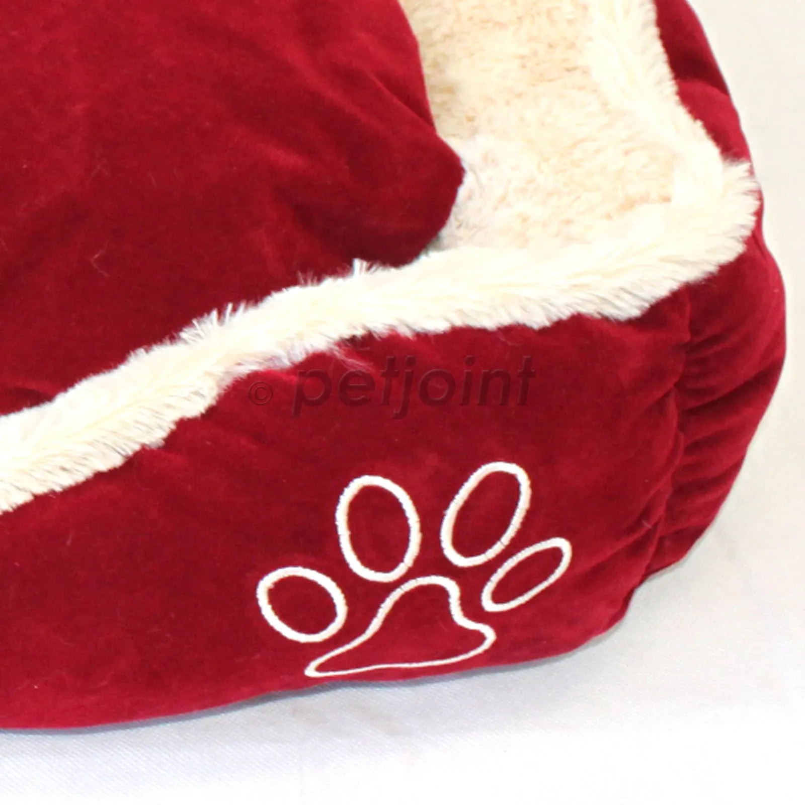 Pet Dog Cat Bed Home - Soft Cushion Mat - Faux Suede Fleece - Dark Red