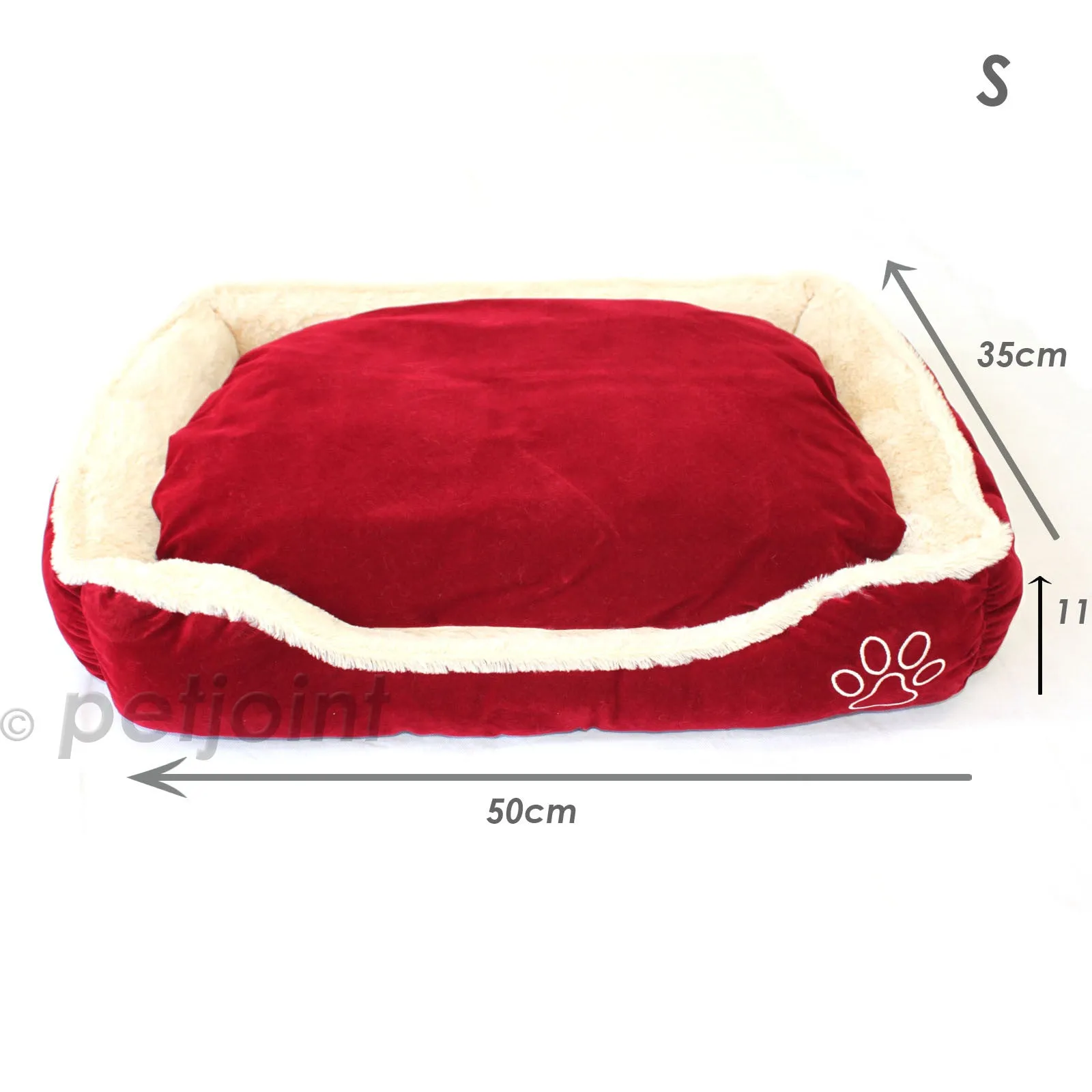 Pet Dog Cat Bed Home - Soft Cushion Mat - Faux Suede Fleece - Dark Red