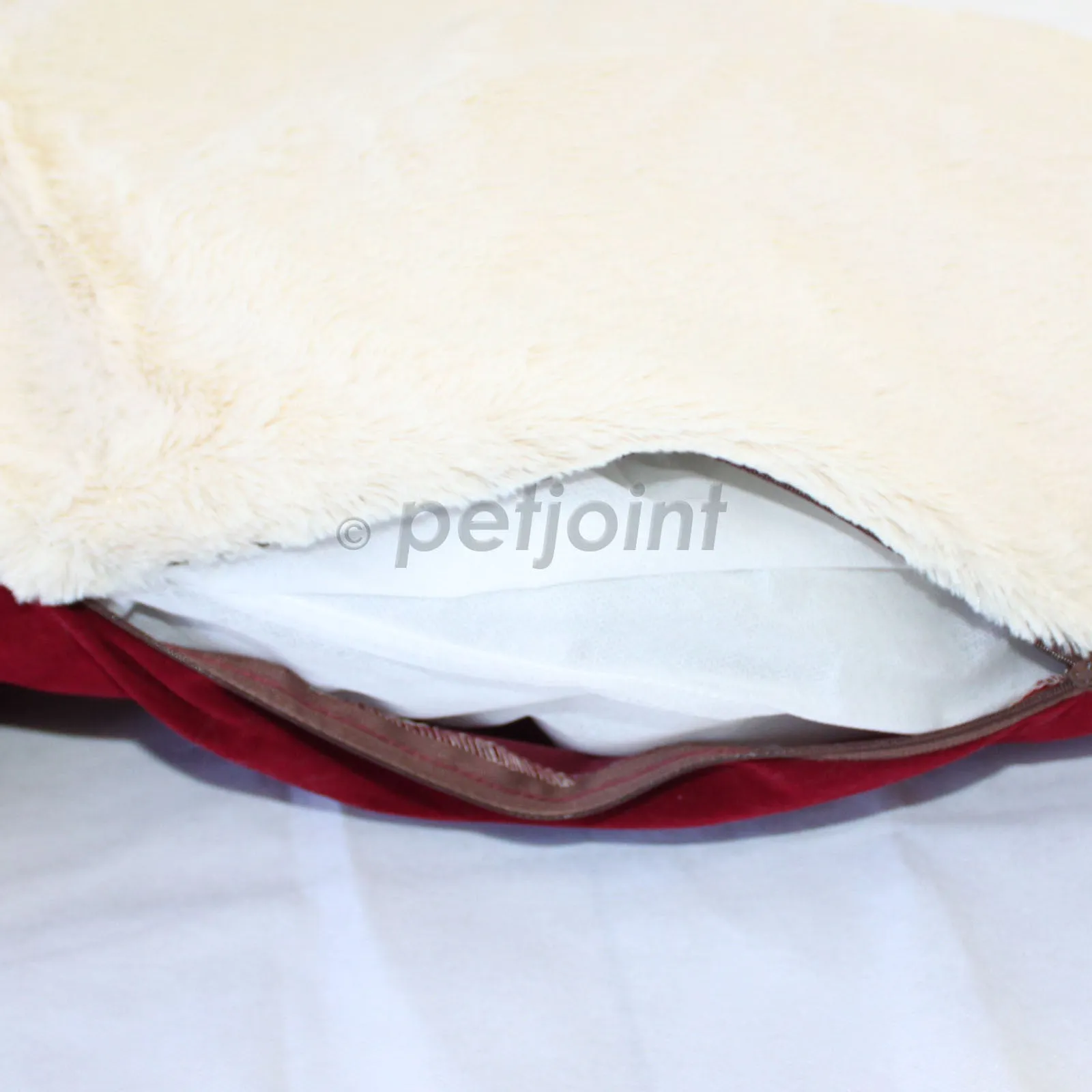 Pet Dog Cat Bed Home - Soft Cushion Mat - Faux Suede Fleece - Dark Red