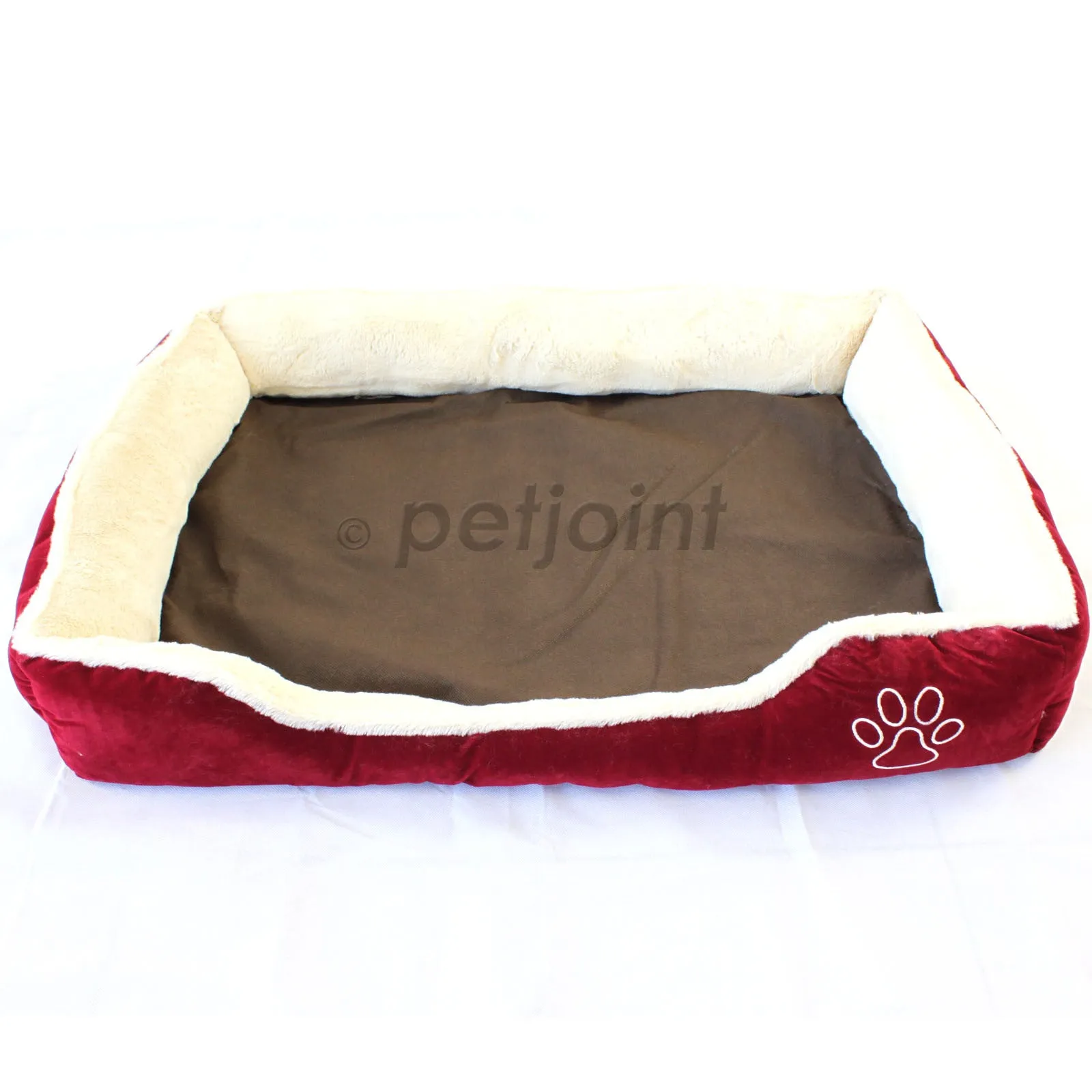 Pet Dog Cat Bed Home - Soft Cushion Mat - Faux Suede Fleece - Dark Red