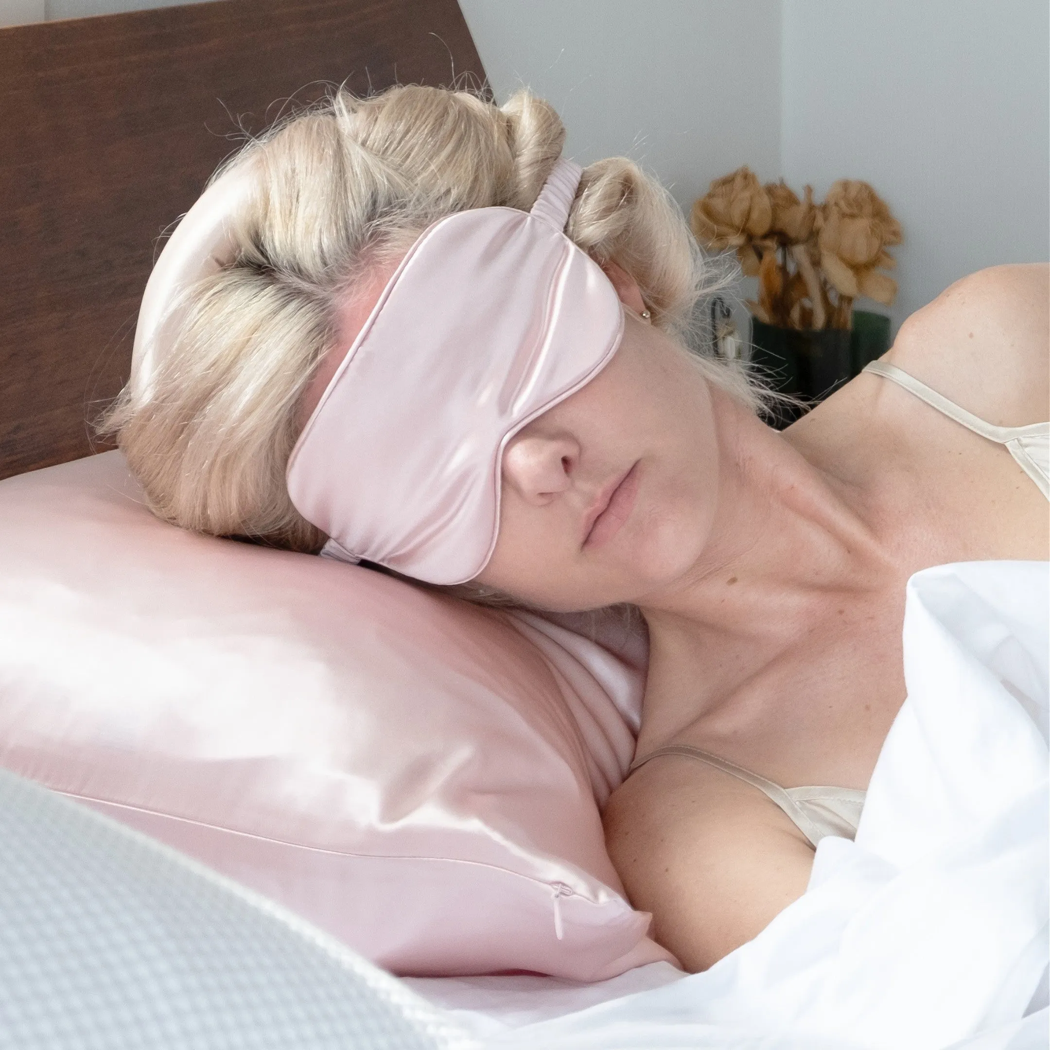 Pink Silk Pillowcase - USA Standard Size - Zip Closure