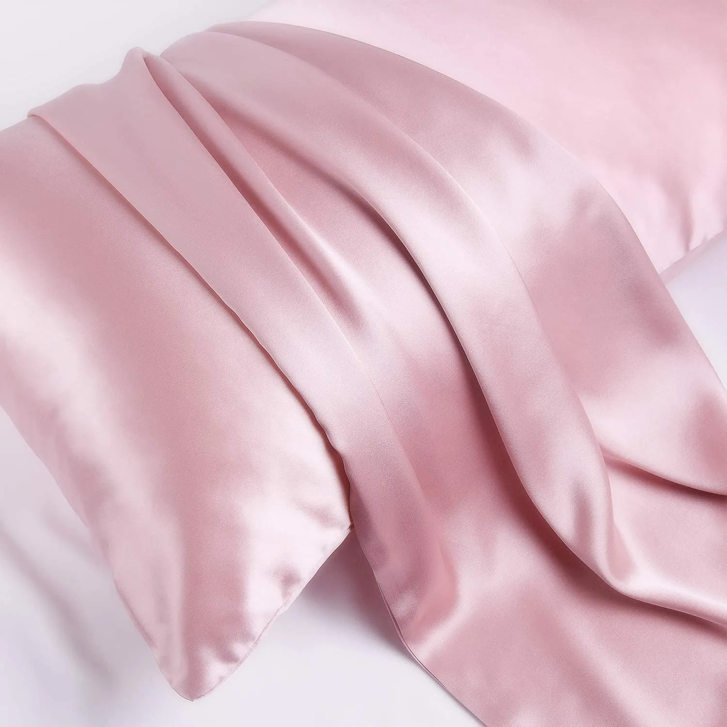 Pink Silk Pillowcase - USA Standard Size - Zip Closure