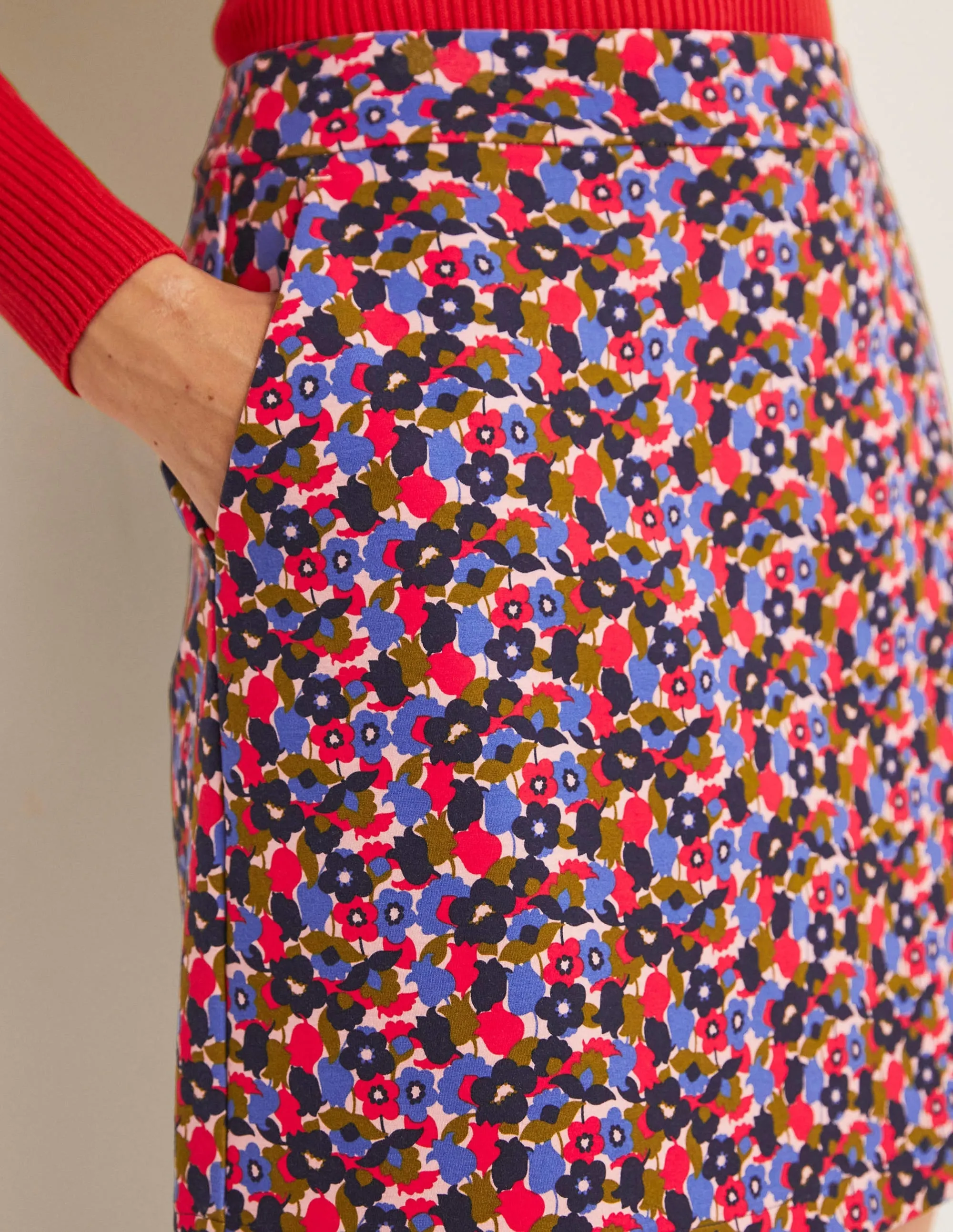 Ponte A-line Mini Skirt-Multi, Tulip Cluster
