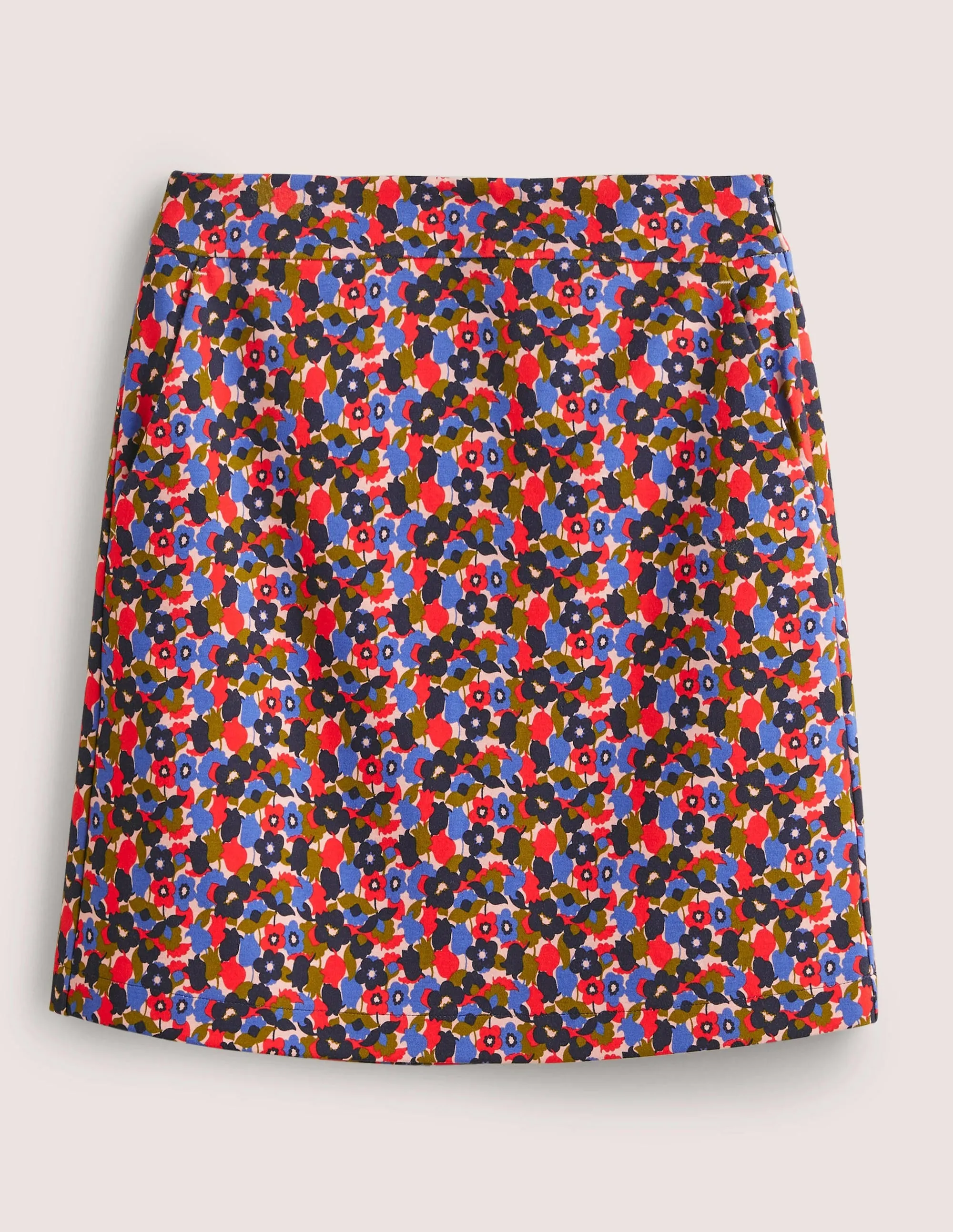 Ponte A-line Mini Skirt-Multi, Tulip Cluster