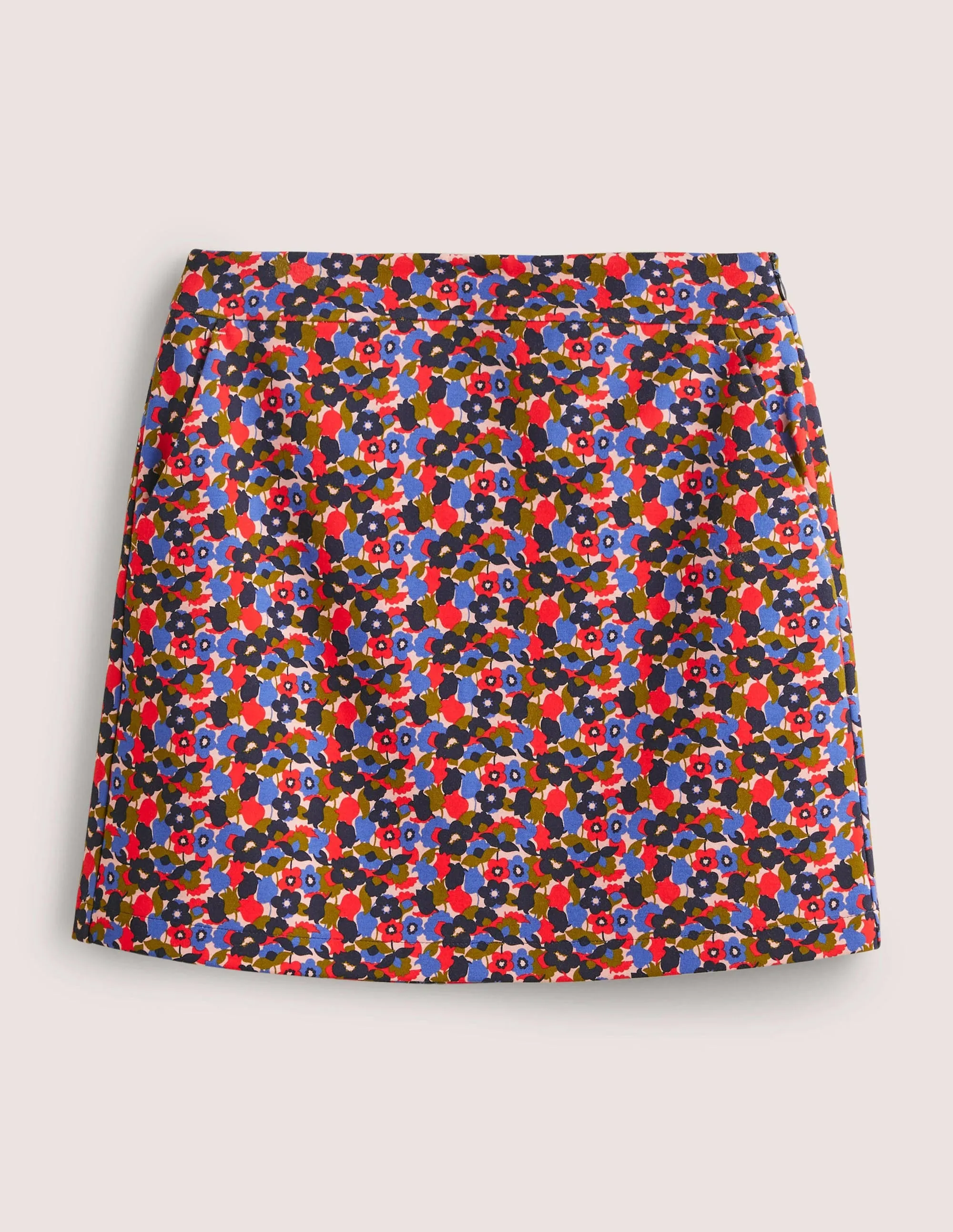 Ponte A-line Mini Skirt-Multi, Tulip Cluster