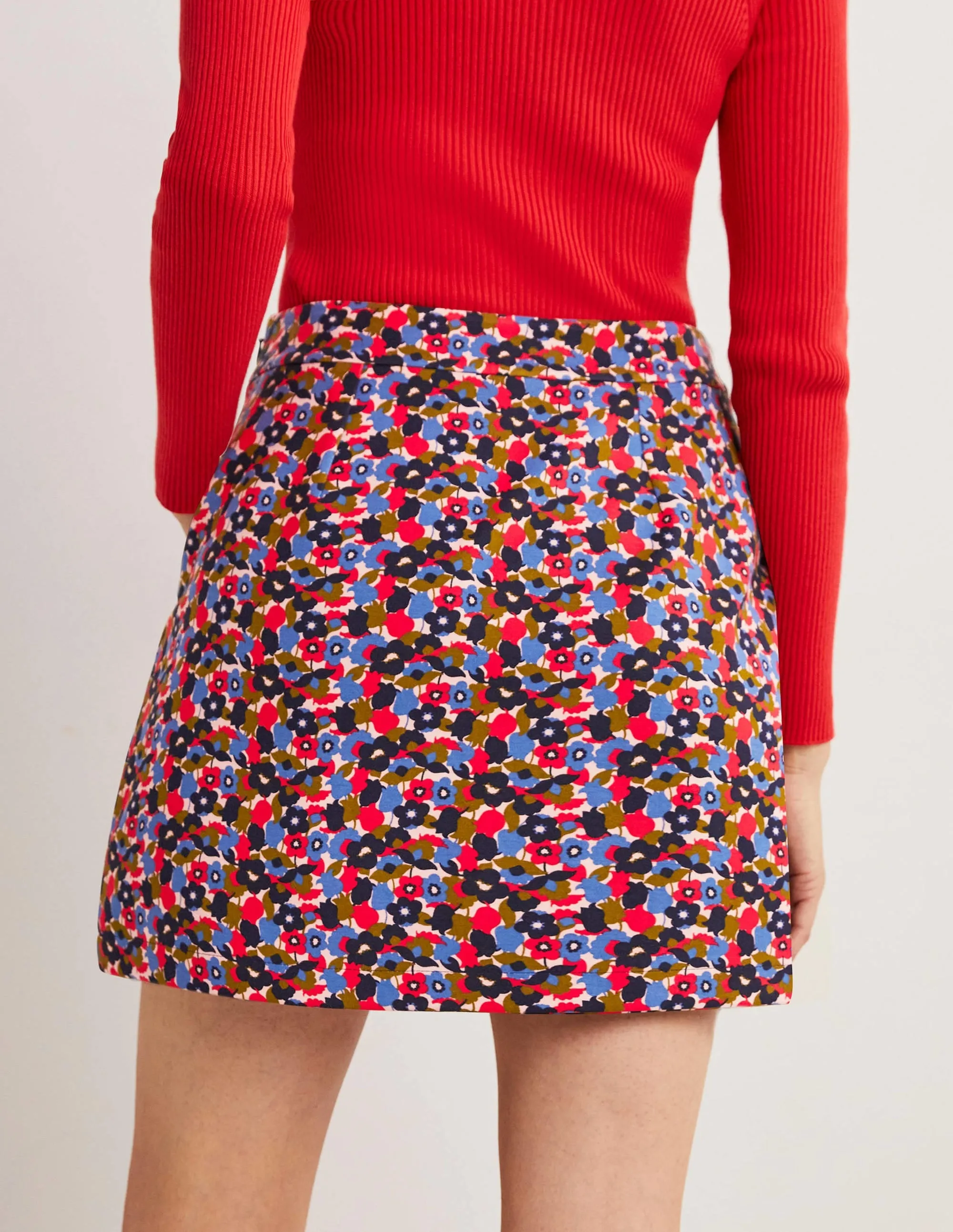 Ponte A-line Mini Skirt-Multi, Tulip Cluster