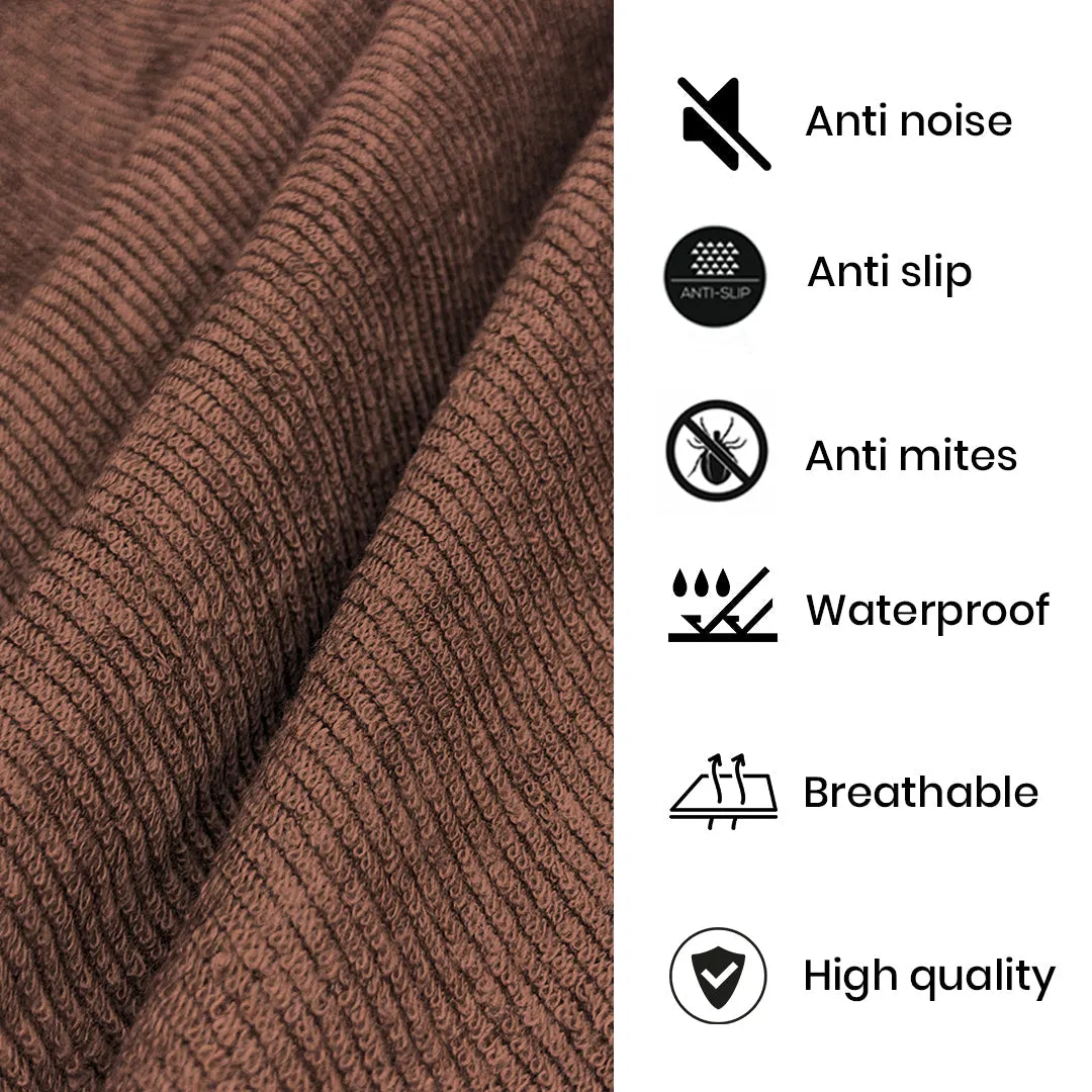 Premium Terry Cotton 100% Waterproof Zipper Mattress Protector In Brown Color